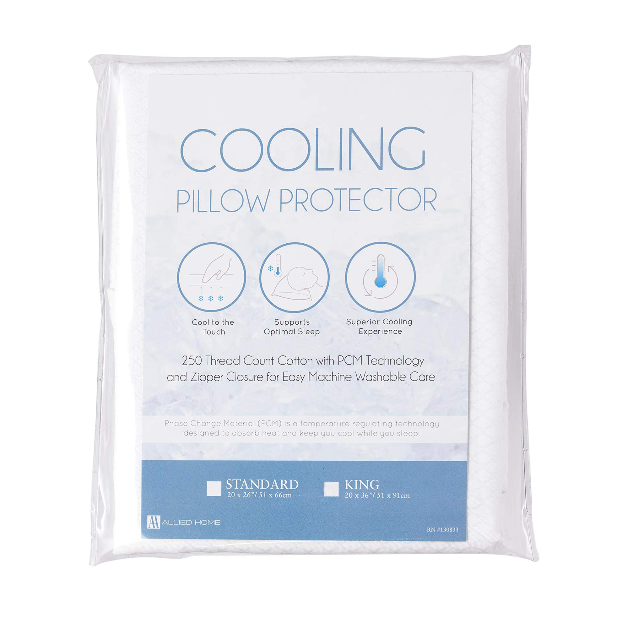 Allied Essentials Serenity Cool Sleep Pillow Protector, White