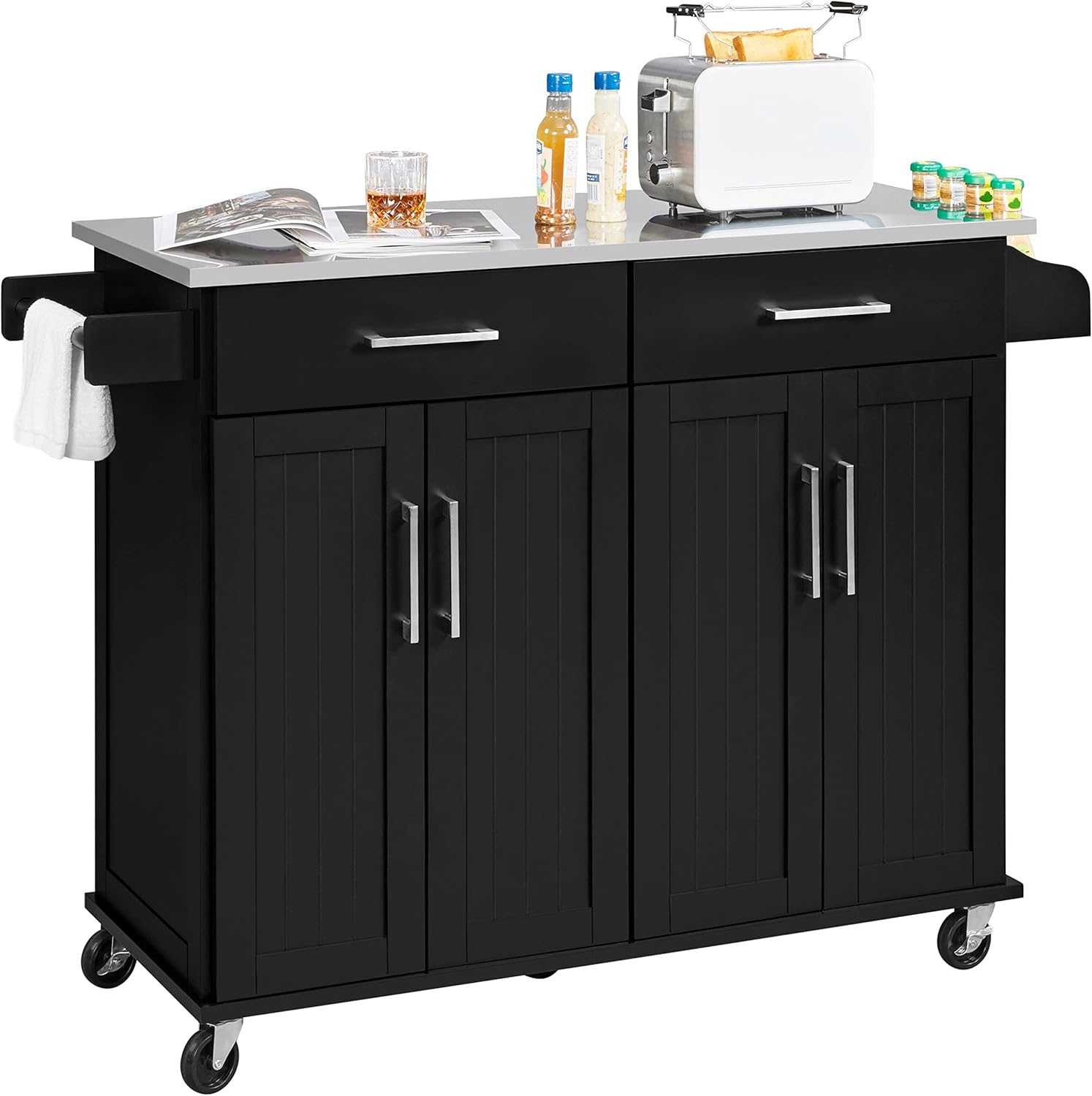 Yaheetech Kitchen Cart with Stainless Steel Countertop and