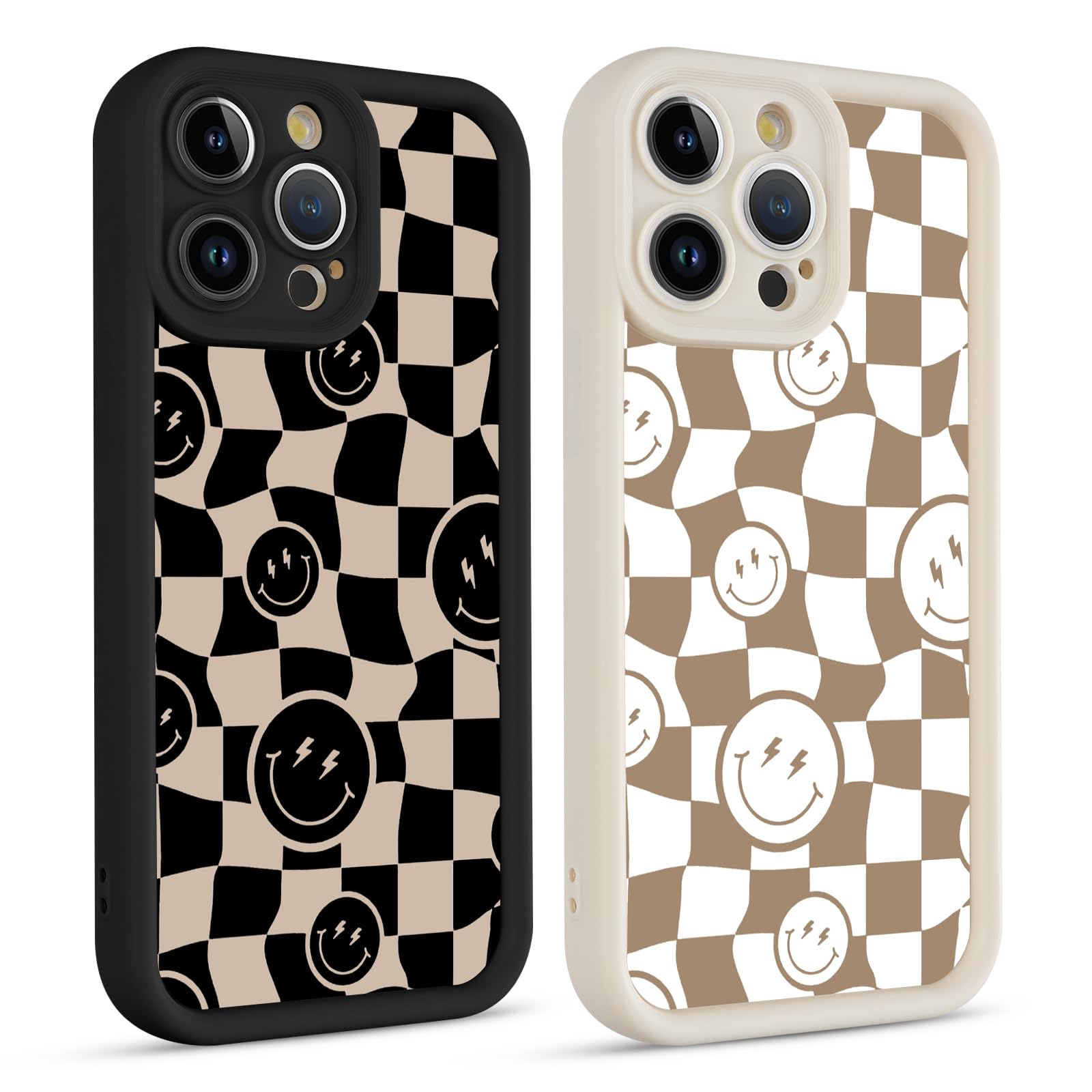 Paquete de 2 bonitas fundas para iPhone 11 Pro de 5.8 pulgadas, diseño estético de silicona a cuadros, diseño estético, suave protección a prueba de golpes, funda de teléfono de TPU para