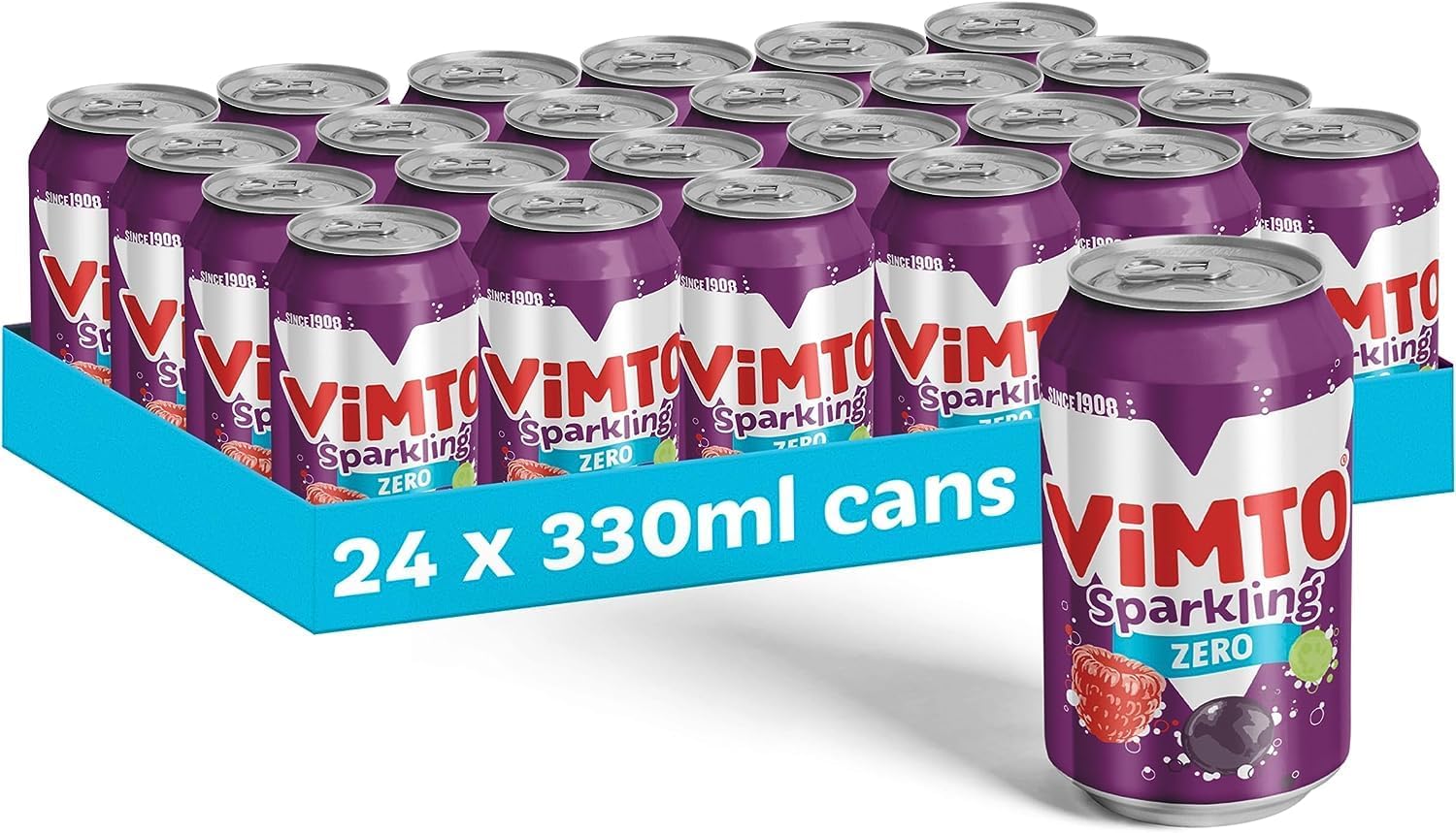 Vimto Fruity Soft Drink Blackcurrant, Grape, Raspberry 24 x 330ml Cans ...