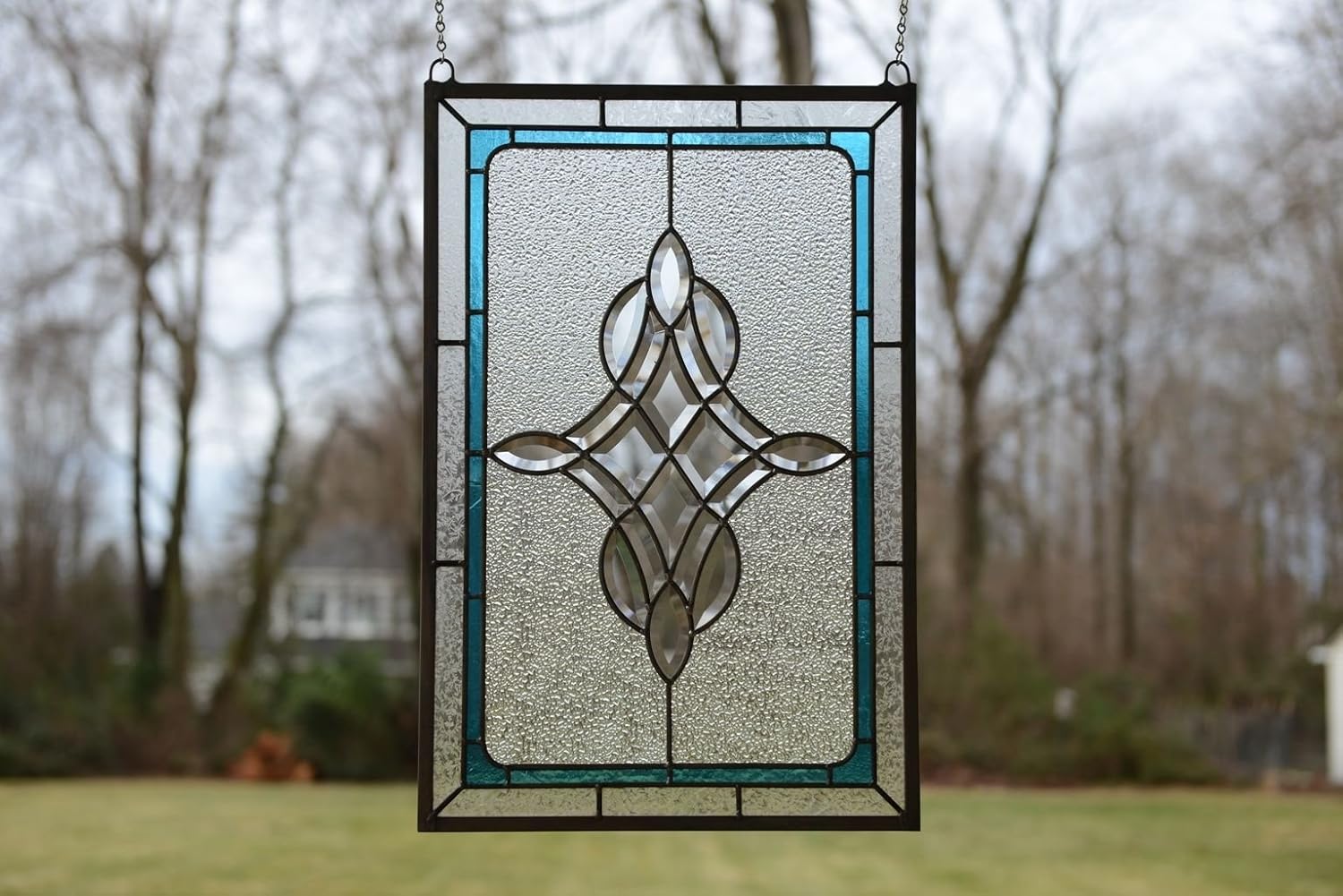 Tiffany Style Stained Glass Clear Beveled Window Panel 16