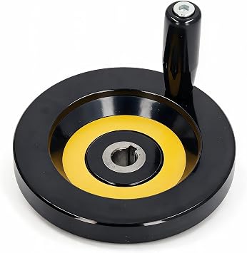 Table Saw Handwheel, Hand Wheel with Revolving Handle for Milling Machine Lathes Grinders, Round Handwheel for Mill Drillpress Crank Lathe, 14mm Center Hole 125mm Outer Diameter