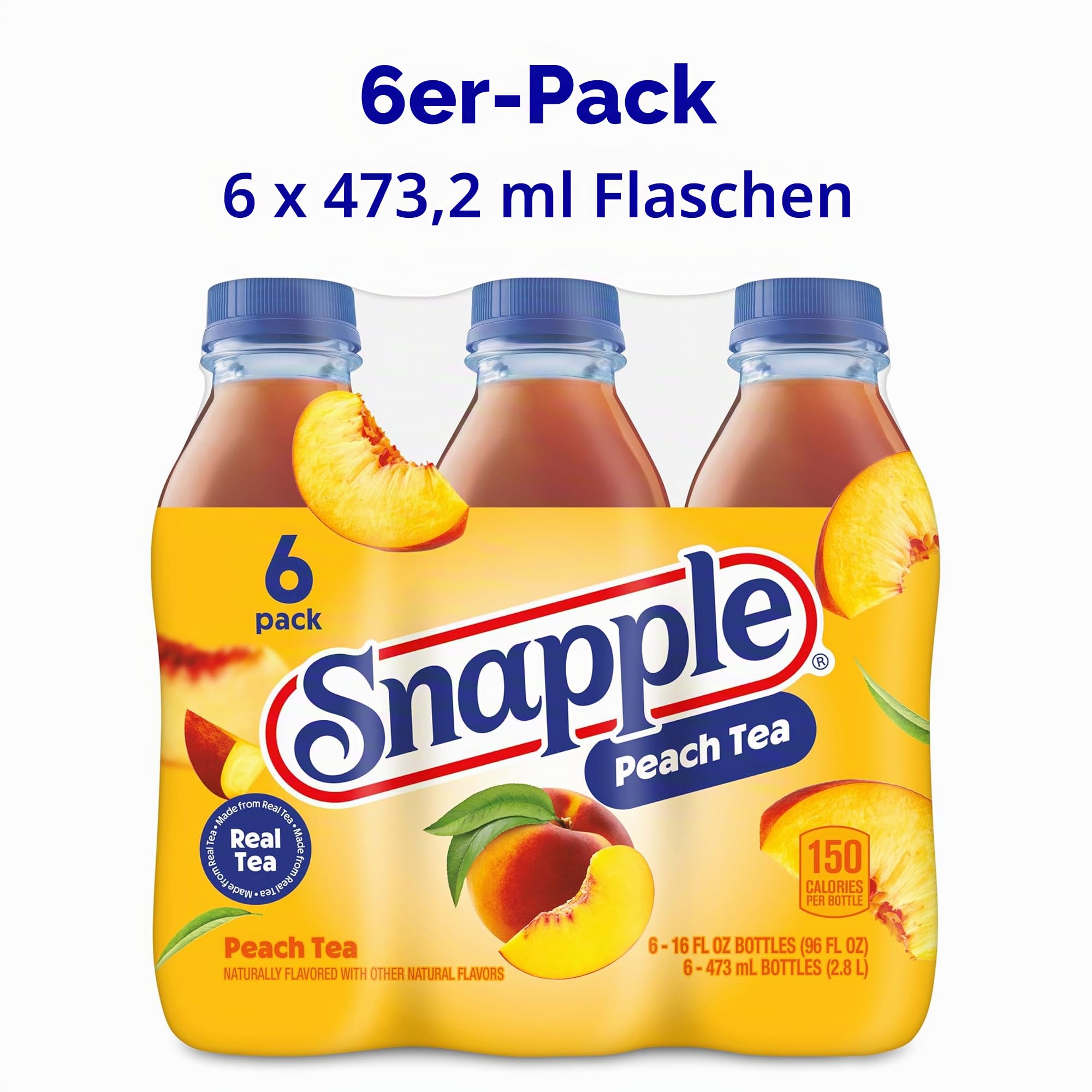 Snapple Peach Tea, 473 ml, Kunststoffflaschen, 6 Stück, 473 ml, 24 Stück
