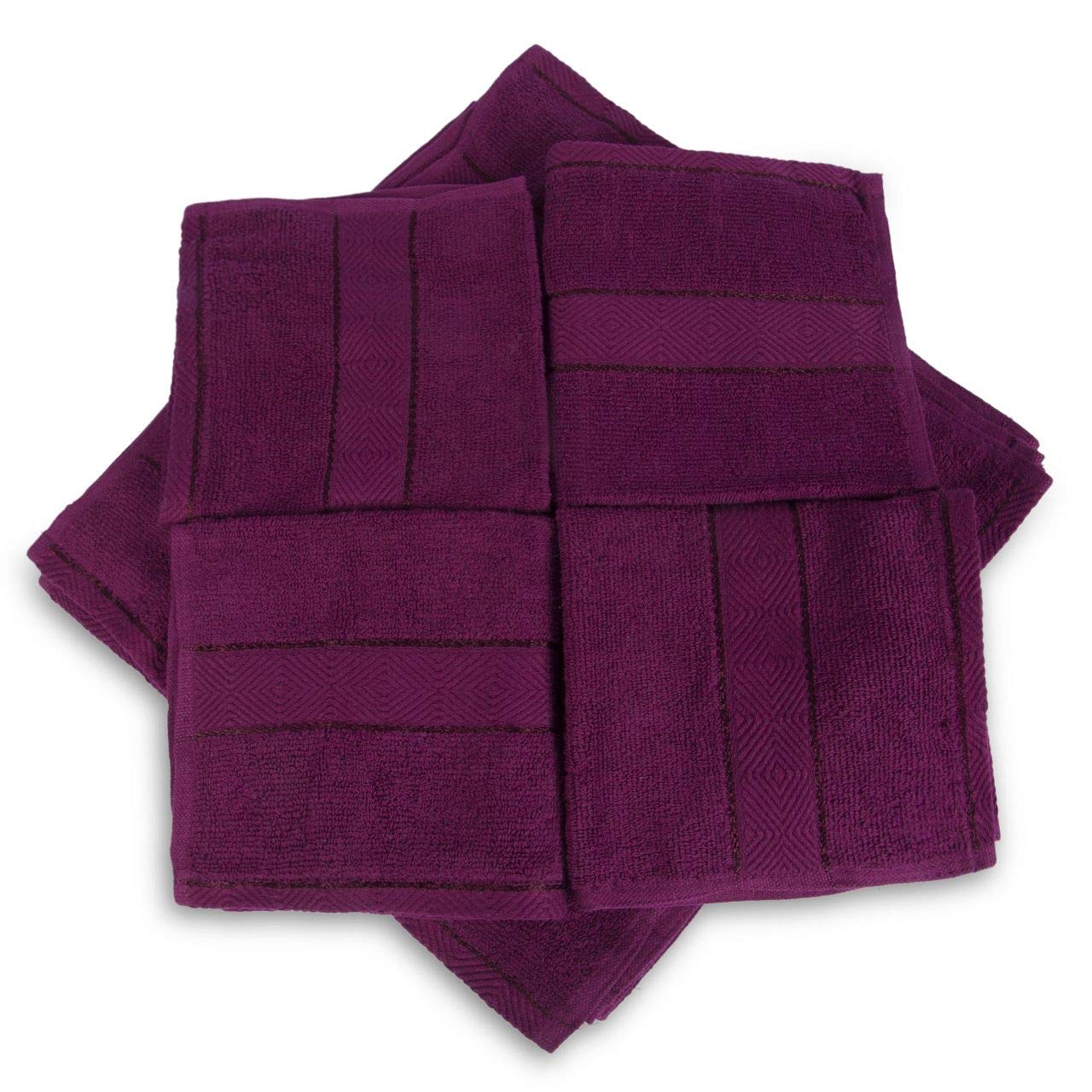 Divine Overseas Double Ply Cotton Yarn, Soft, Extra Absorbent & Durable, Quick-Dry Face Towel Set (Pack of 12, Cheer Wine) 1