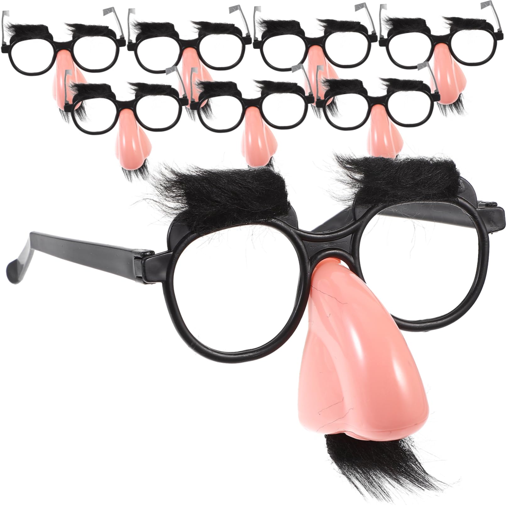 Hemoton Funny Nose Glasses Props 8pcs Decorative Big Nose with Fake Beard for Party Events