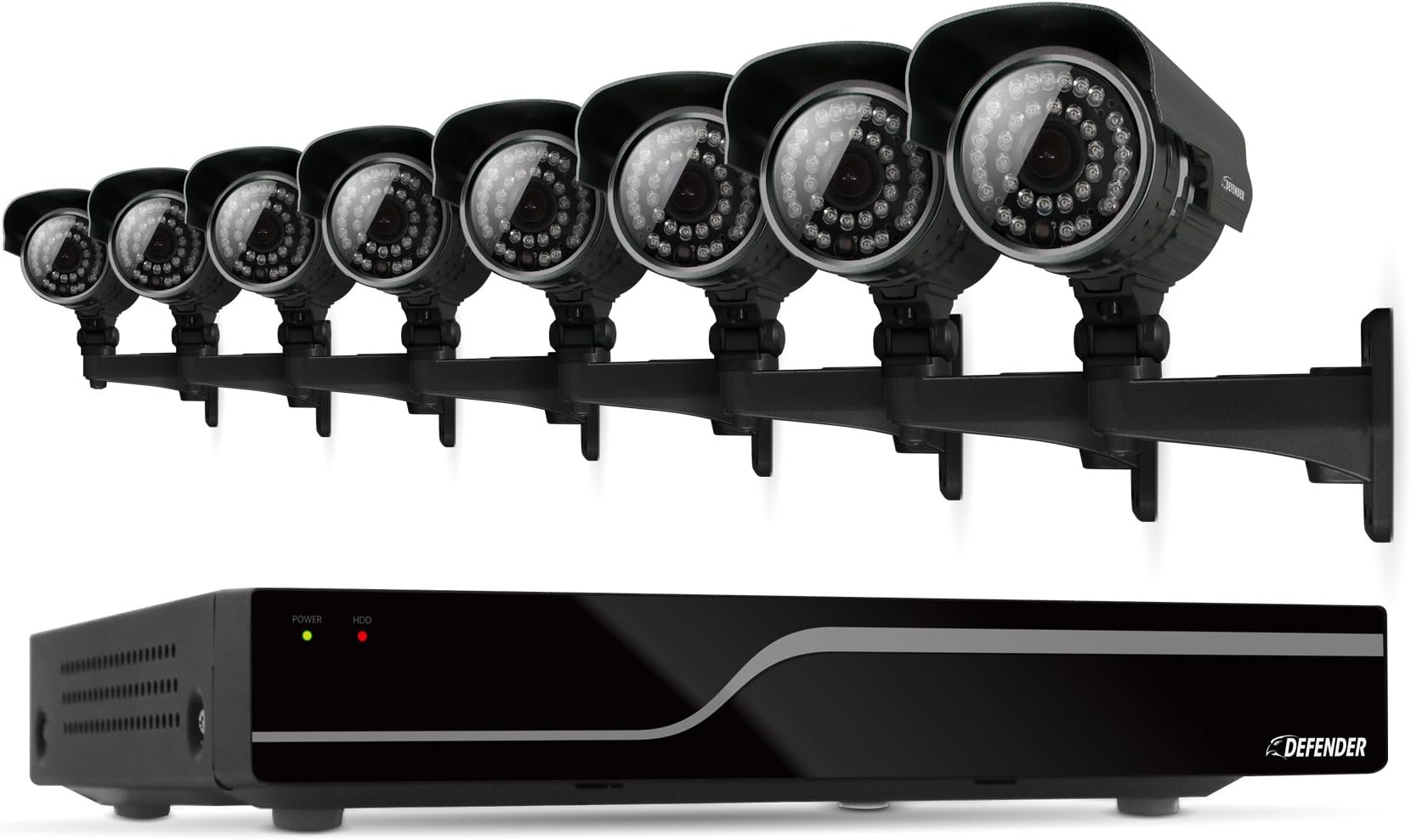 Defender Sentinel 16CH H.264 500GB Smart Security DVR Including 8 Ultra Hi-Res Outdoor Cameras with 100ft Night Vision,21050