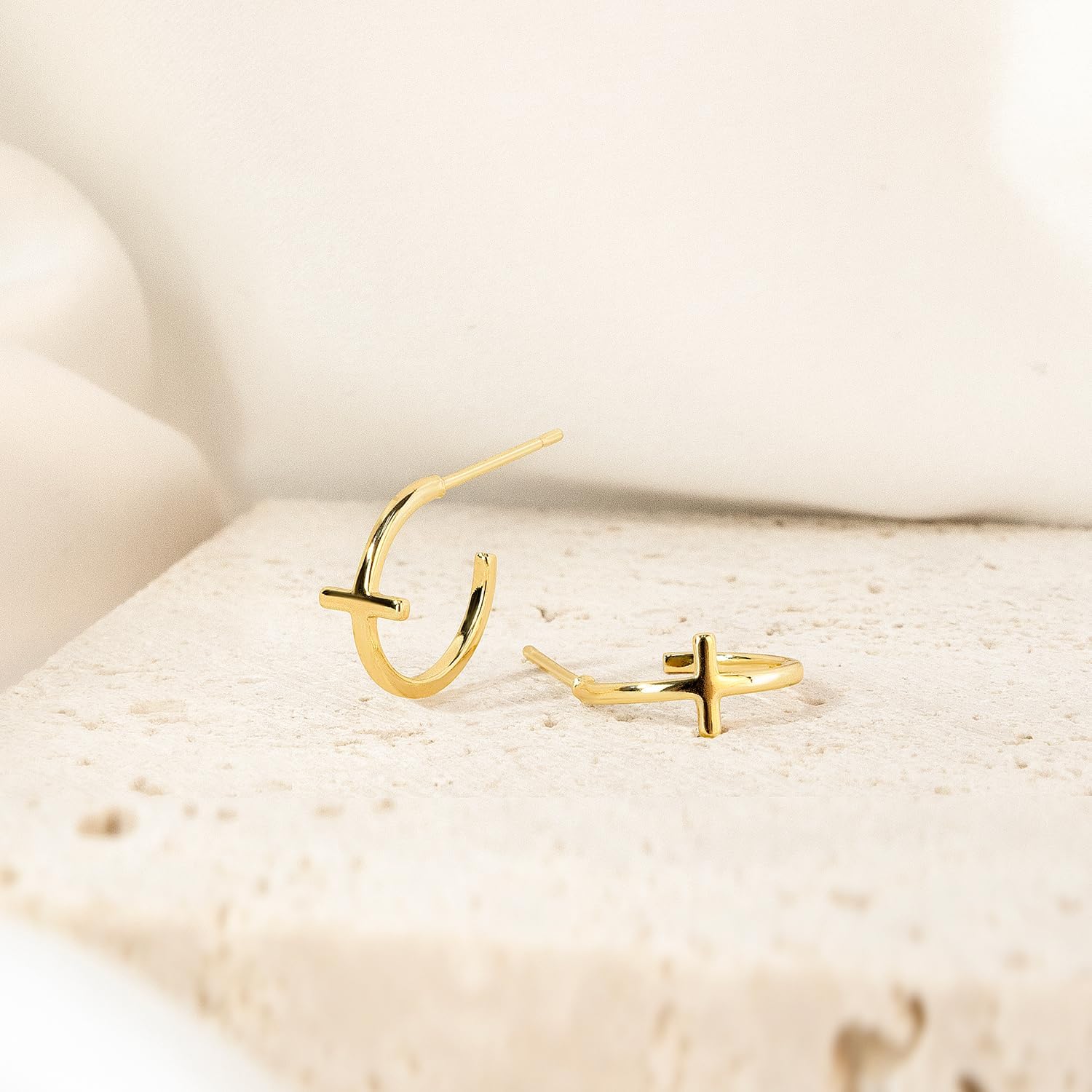 Me&Hz Gold Huggie Earrings Small Huggie Hoop Earrings for Women 14K Gold Plated Hypoallergenic Cubic Zirconia Huggies Mini Silver Hoop Earring for Women - Image 6