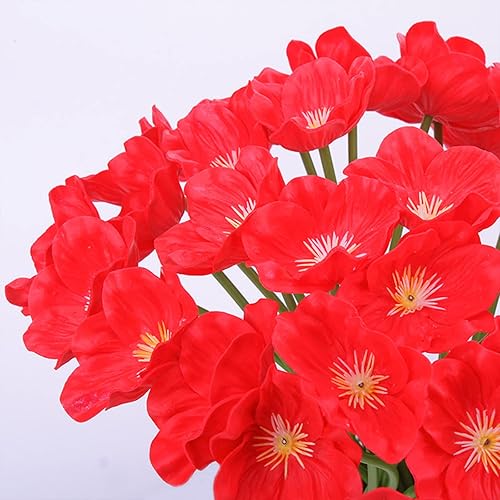 Miniatura 6 de Flores artificiales de amapola rosadas, 20 piezas de flores de amapola de seda de 13 pulgadas, ramo de amapolas falsas decorativas de imitación