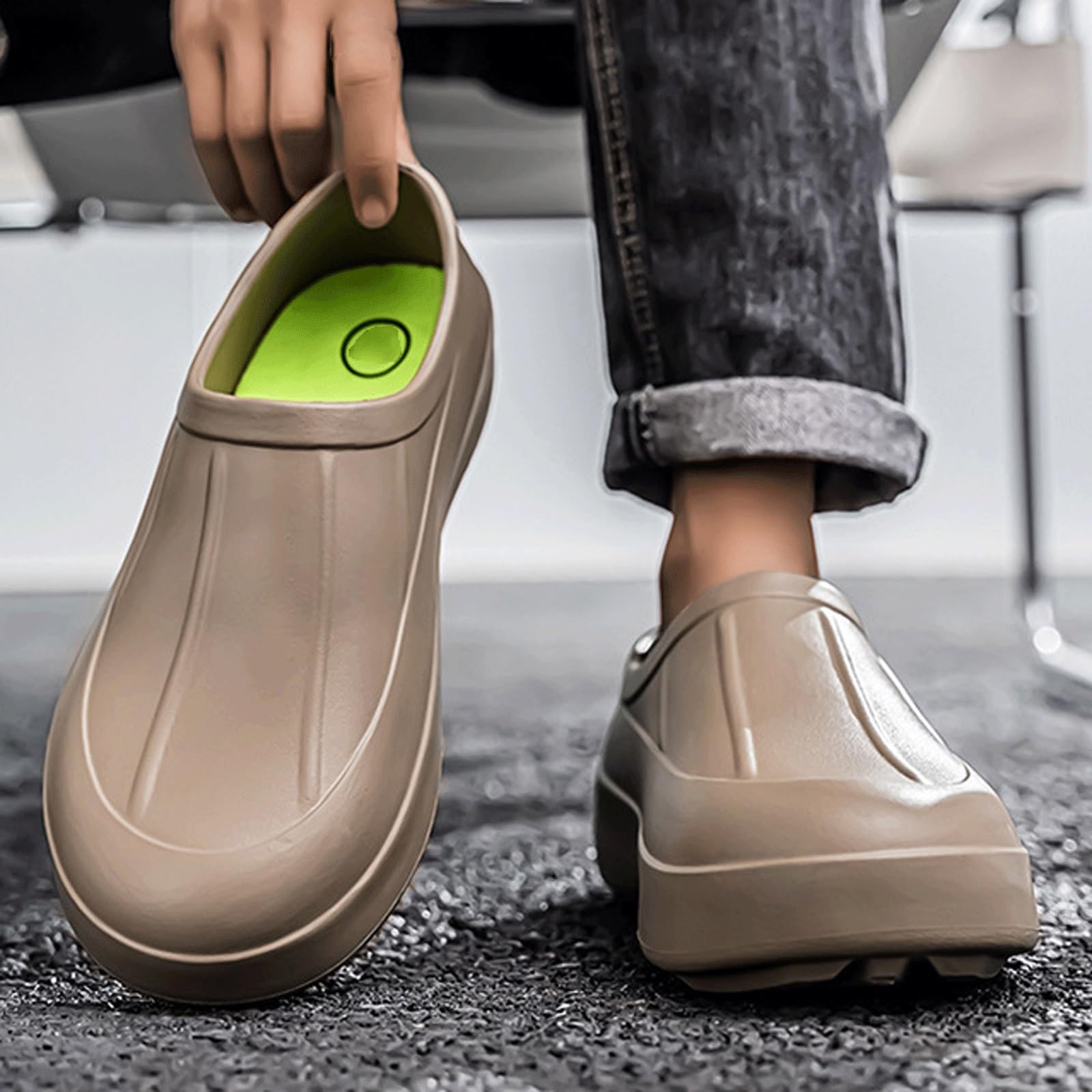 CLSQLXYJZC Zuecos De Chef para Hombre,Zapatos De Cocina Ligeros Antideslizantes con Plataforma para Hombre,Calzado Cómodo Personal Enfermería