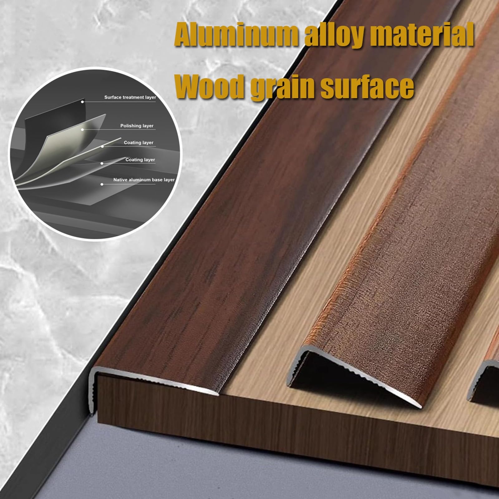 Perfil Autoadhesivo Protector de Esquinas Cantos, 90cm - Aluminio Tira de Transición de Suelo en L - Protector de Bordes - para Cantonera de Escalera Pared Esquinas(Light Wood,L900xW28xH12mm)