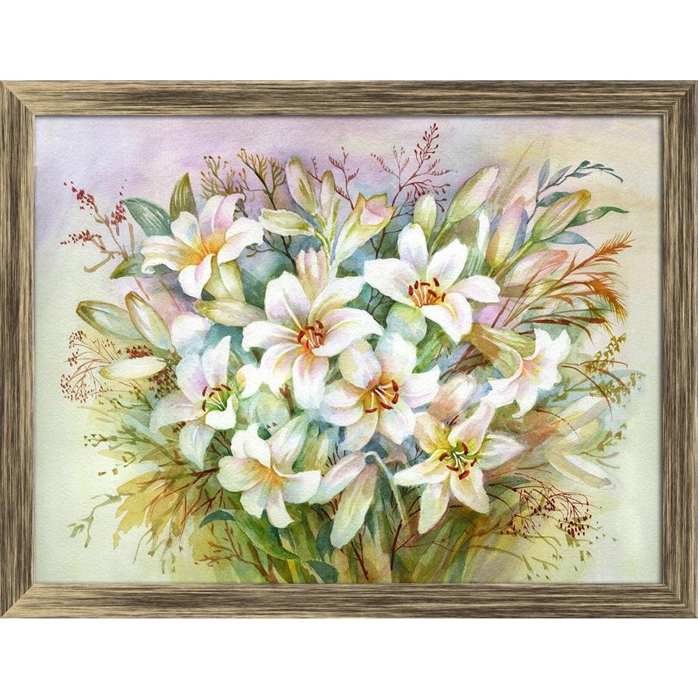 ArtzFolio Lilies Bouquet Tabletop Painting Antique Golden Frame
