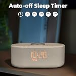 Odokee Sound Machine Alarm Clock for Bedrooms: Bluetooth 10W Stereo Speaker with Wireless Charging - White Noise Machine for Sleeping with 21 Soothing Sounds - Putty