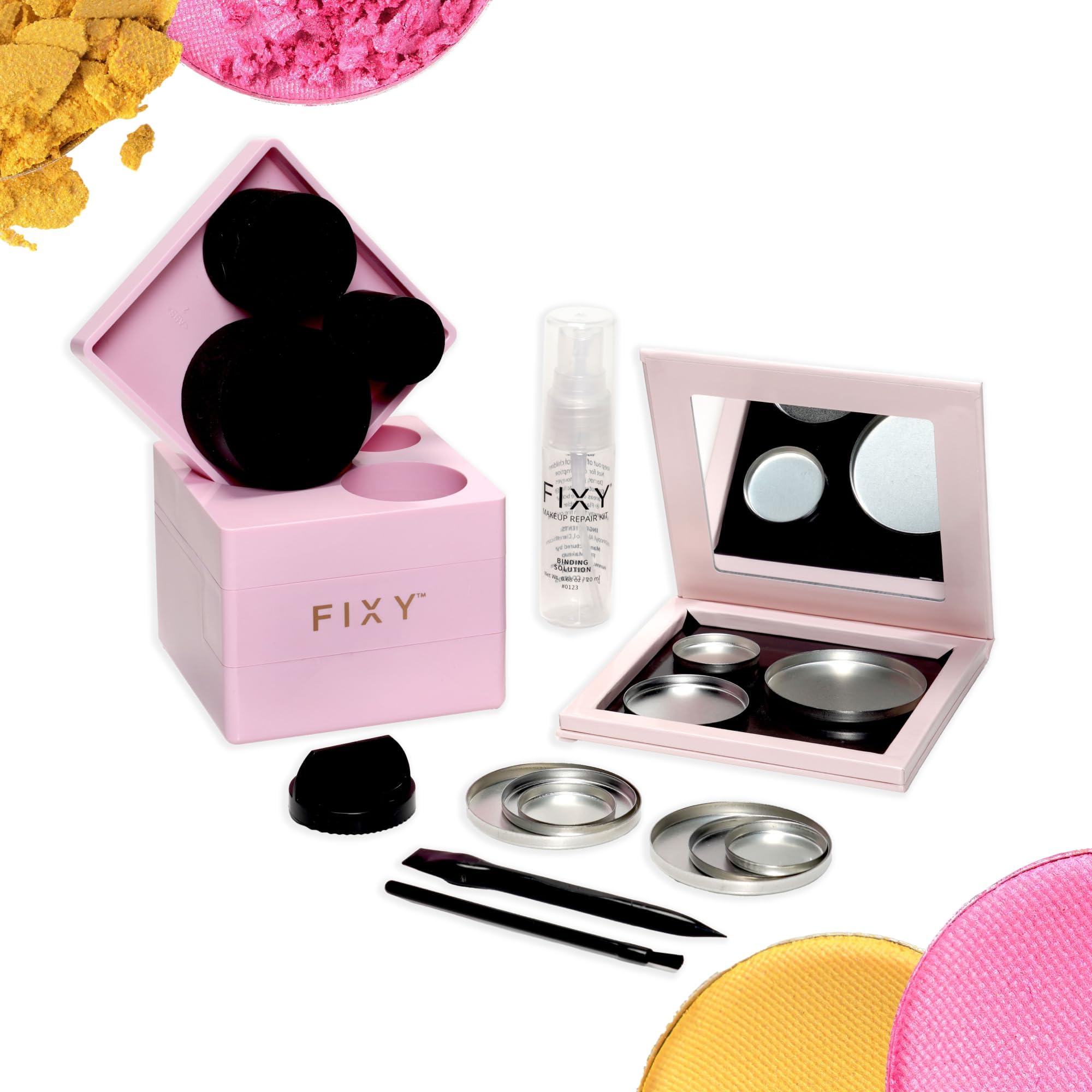 FIXYMakeup Repair Kit - Repressing tool for Eyeshadows, Blush & Highlighter or Depot | Organize Makeup Pans in Makeup Palette with Mirror | Makeup Artist Must Haves