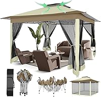 Vista 18 de COBIZI 10x10 Gazebos desplegables en oferta 11x11 Tienda de campaña con toldo fácil de montar al aire libre, Gazebo impermeable portátil