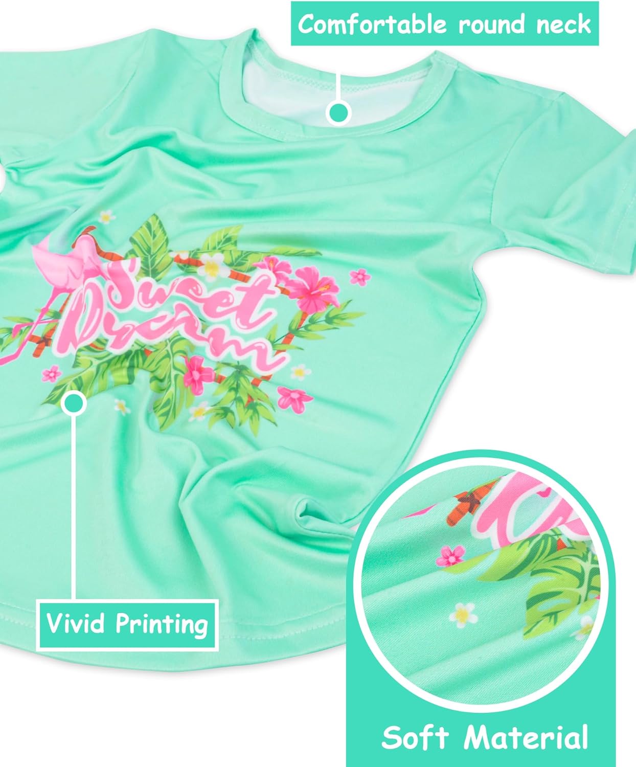 Nidoul Girls Pajamas Short Sleeve Toddler Summer Pjs Girls' Sleepwear 2 Pieces Lounge Sets Kids Clothes 3T-14Y - Image 5