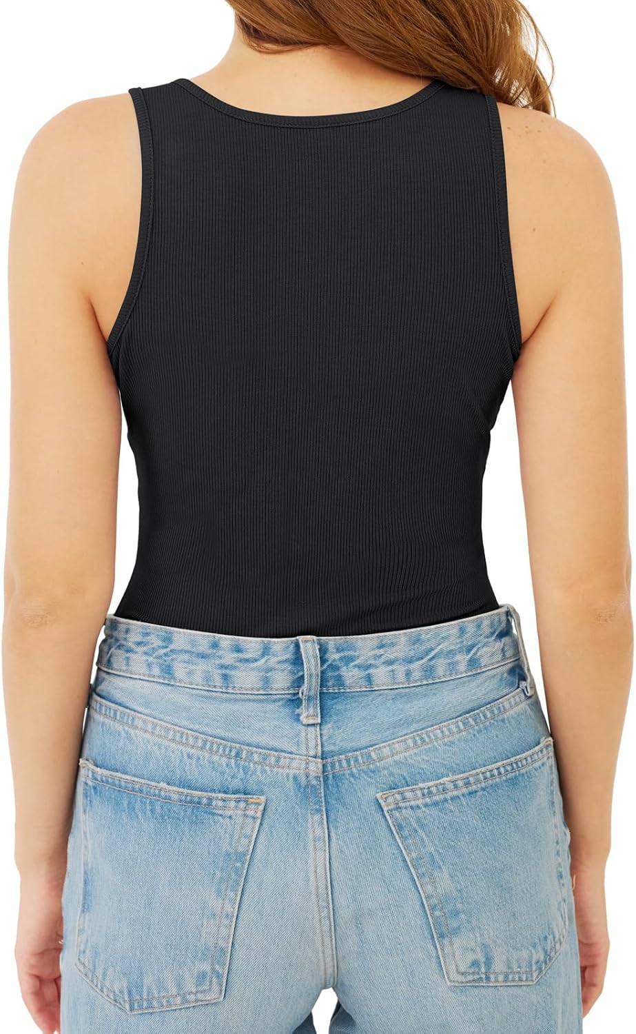 Womens Low Cut Ribbed Tank Tops Scoop Neck Sexy Casual Fitted Sleeveless Henley Racerback Summer Cami Shirts - Image 4