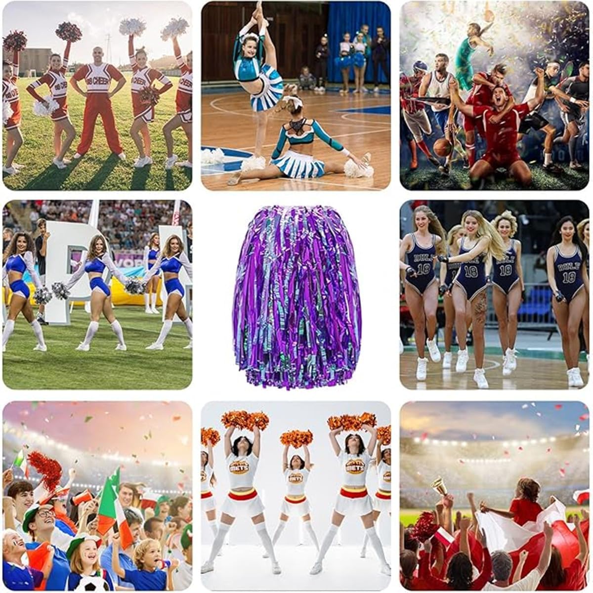 8個チアリーディングポンポム, バトンハンドルのチアリーダーポンポム、学校のダンススポーツチームの精神のチアリングのためのチアリング