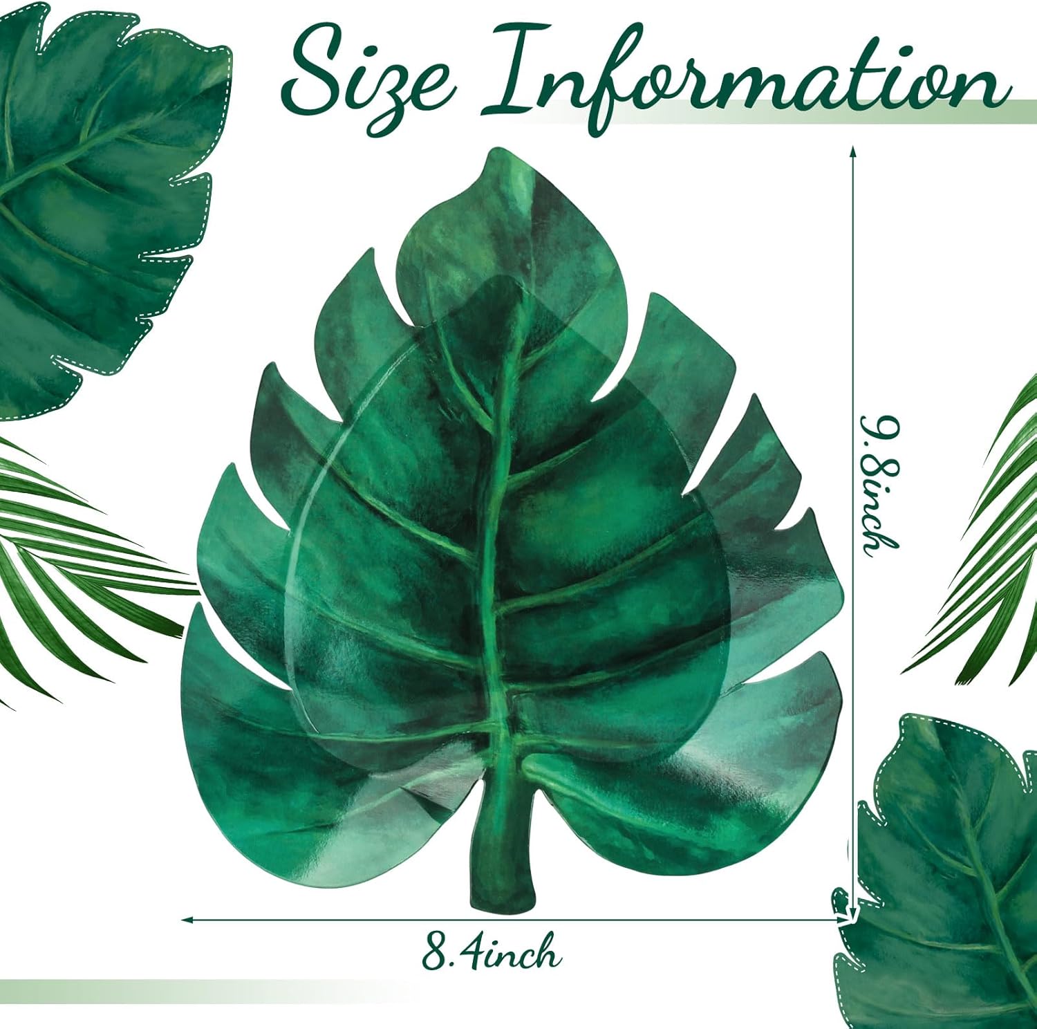 Zonon 100 Pcs Summer Turtle Leaf Plates Hawaiian Luau Party Supplies Turtle Leaf Floral Tropical Plates Jungle Birthday Decoration for Food Snack Appetizer Lunch Dinner Dessert Tray Tableware