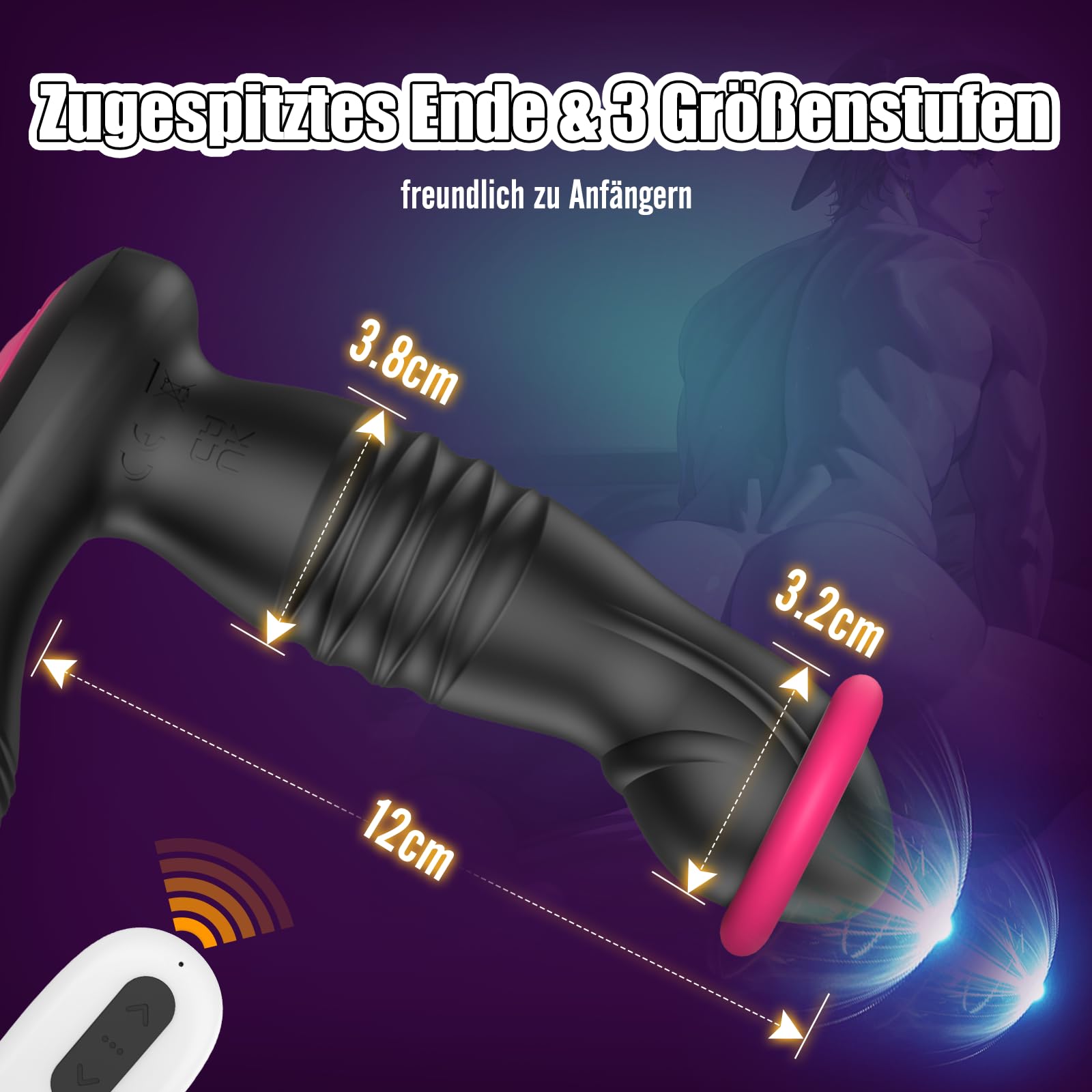 Sexytoys Uomo Dildo Anale Vibratore Prostata con Doppio Anello del Cazzo App, Plug Anale-dilatatore Uomo Donna Massaggiatore Prostatico 9 Vibrazioni Sex Toys Sessuali per Uomini