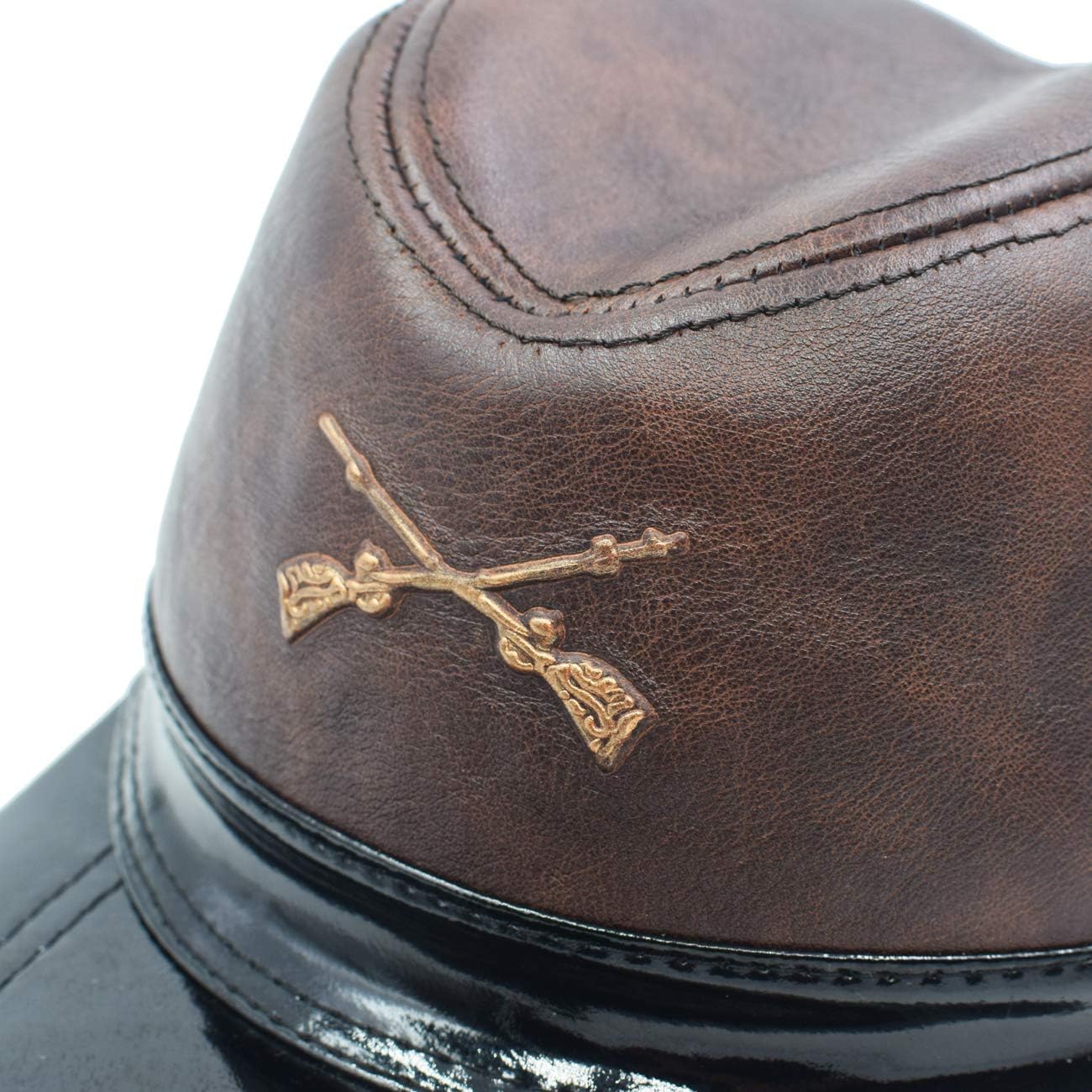 Vista 4 de Yosang Civil War Kepi Union Army Gorra de cuero de vaca US North Soldier Hat