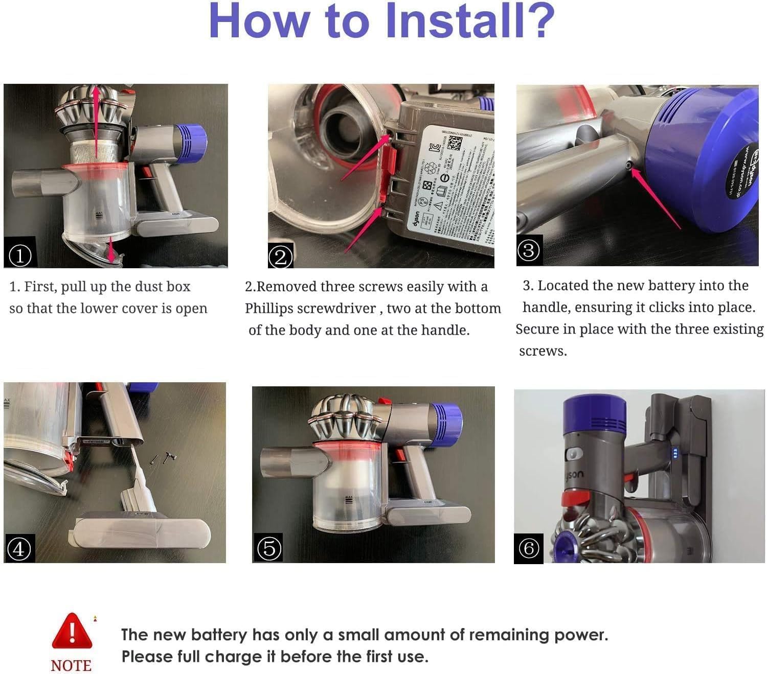 Six-step battery installation guide