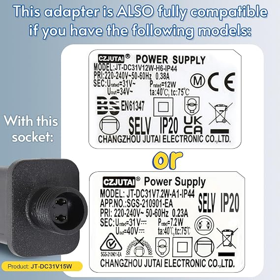 31V 15W String Light Indoor-Outdoor Power Adapter for CZJUTAI JT-DC31V15W /12W /9W /7.2W /6W - IP20 Christmas Lighting [U5T5]