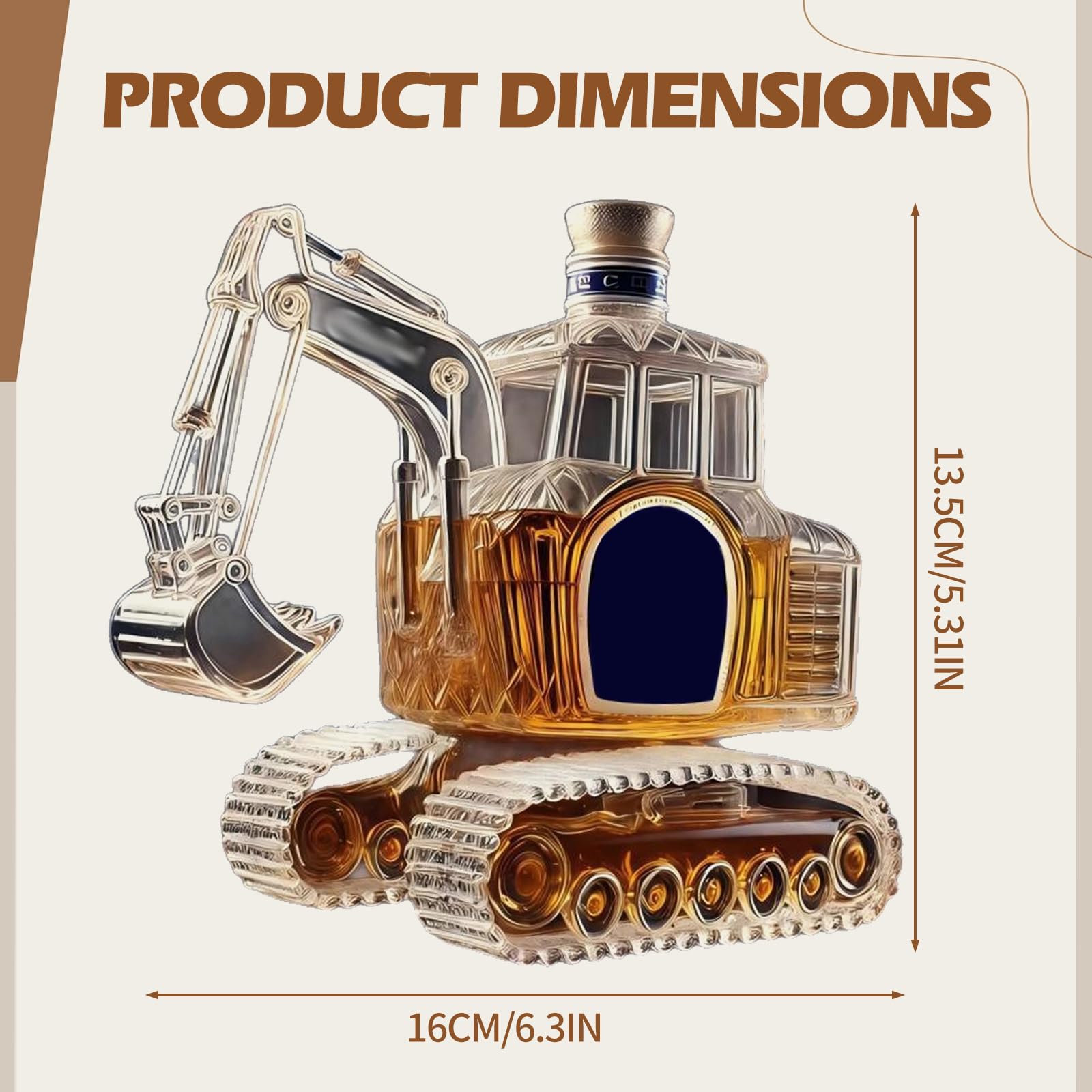 Carafe à whisky fantaisie en forme d'excavatrice de 350 ml, décanteur en verre à whisky, bouteille de vin, distributeur d'alcool pour bar à domicile, cadeau créatif pour les constructeurs, mécaniciens