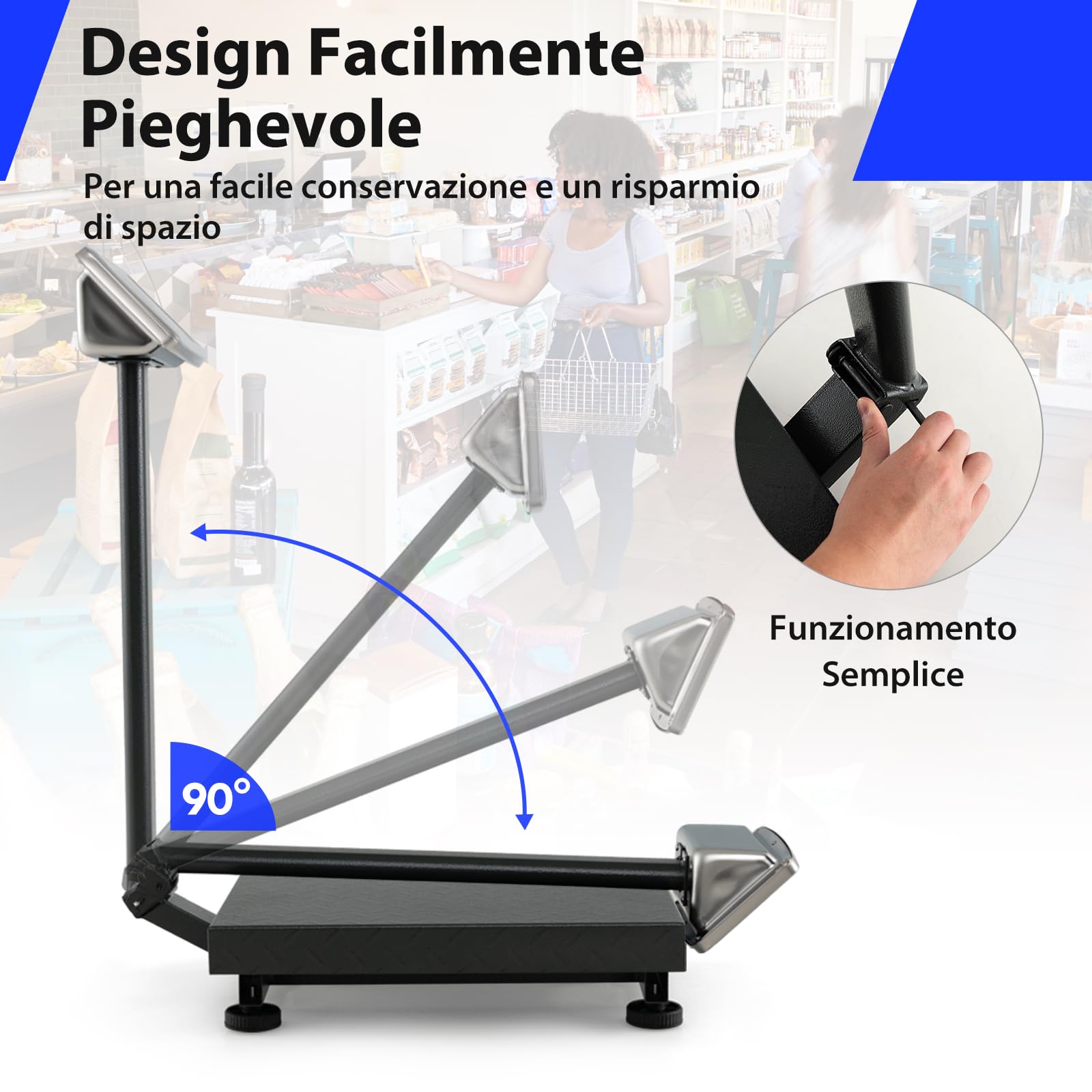 GYMAX Bilancia Digitale 300 kg, Elettronica con Calcolatore Prezzi, Conversione LB/KG, Precisione 50 g, Pieghevole