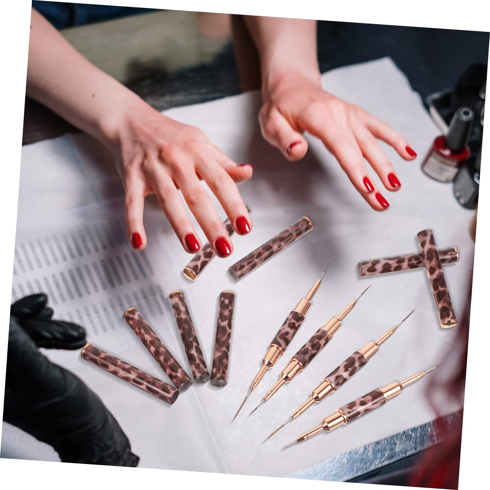 FRCOLOR 12pezzi Pennelli Per Nail Art Con Testa Strumenti Per Disegnare Unghie Pennelli Doppia Punta Per Manicure Professionale e Fai Da Te