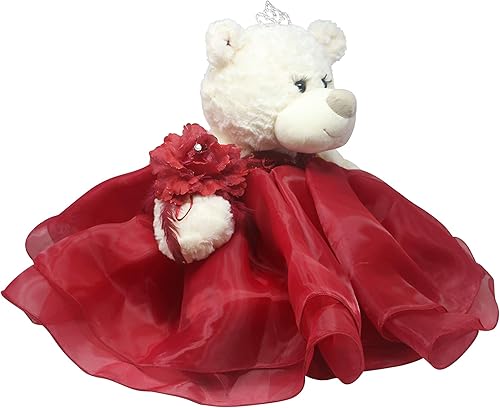 Miniatura 2 de 20" Quinceanera Burgundy Teddy Bear Doll with Dress - Kinnex Collections, Realistic & Unique Centerpiece B16831-7