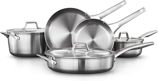 Calphalon 3-Ply Stainless Steel Cookware Set 13 Piece Includes Frying Pans, Pots and Pans Set, Induction, Metal Utensil