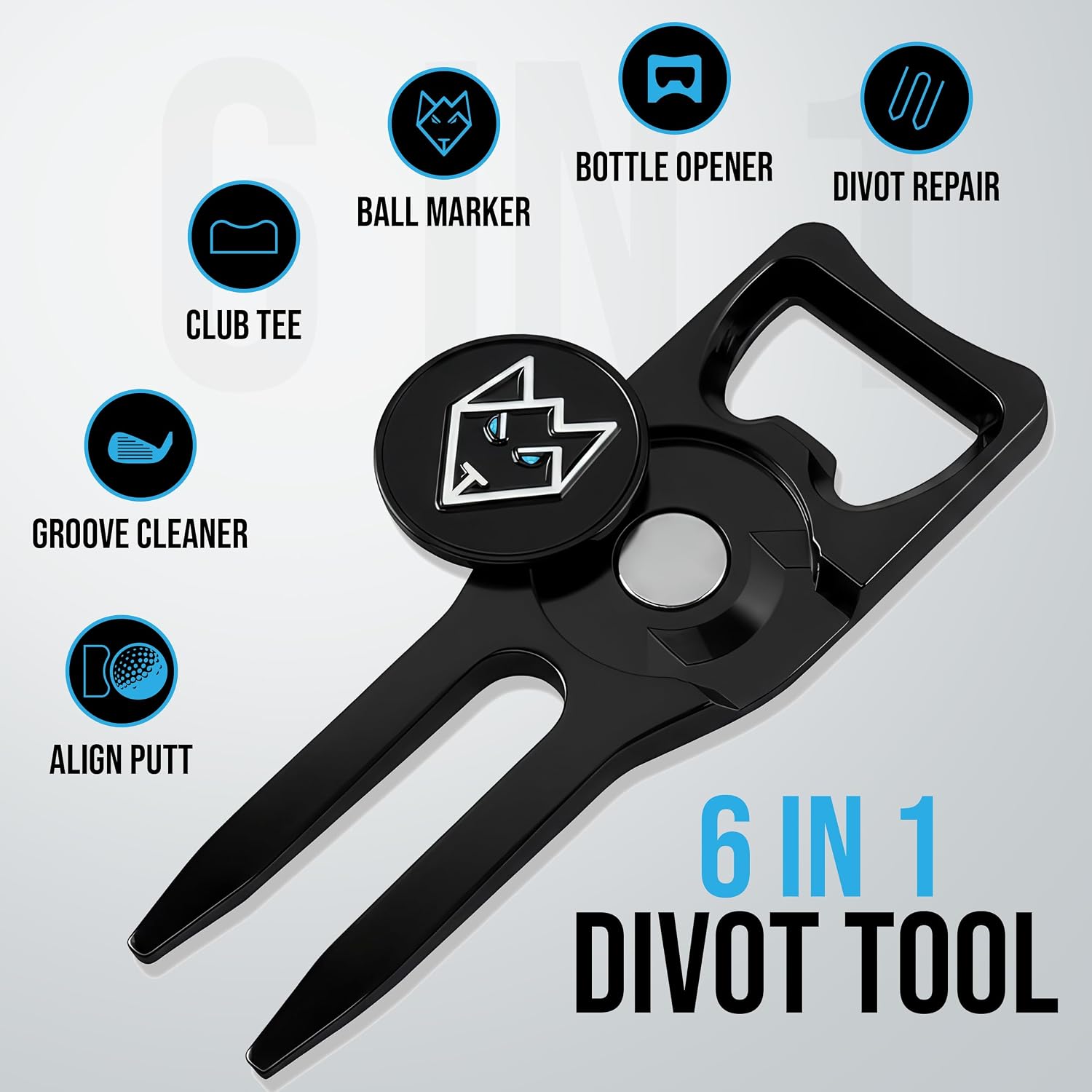 Wolf Golf Towels Divot Repair Tool | 5-in-1 Premium Divot Tool with Ball Marker | Golf Gifts for Men & Women | Golf Accessories for Men & Women image 5