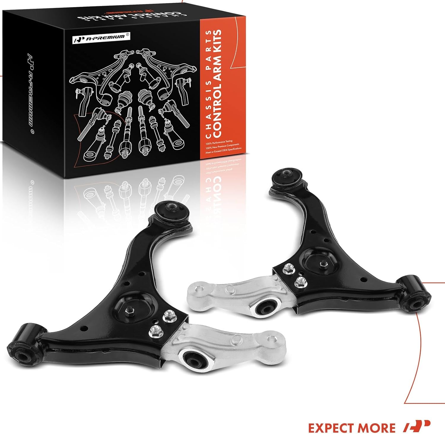 A-Premium 2 x Front Lower Control Arm, with Bushing, Compatible with Hyundai Sonata 2006 2007 2008 2009 2010