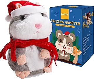Eocolz Talking Hamster Repeats What You Say Mimicry Pet Plush Buddy Electronic Mouse Interactive Toy Funny Kids Stuffed Toys Children Early Learning for Girl and Boy Gift (Gray)