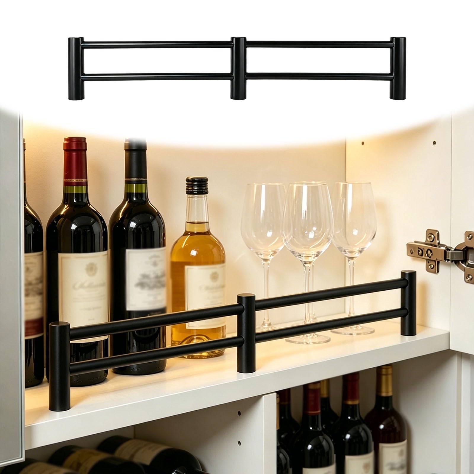 Stainless Steel Shelf Edge Guard, Metal Tipping Rail for Wine Cabinets, Retail Shelving, Bathroom Storage, and Book Display Protection(Black,48in/122cm)