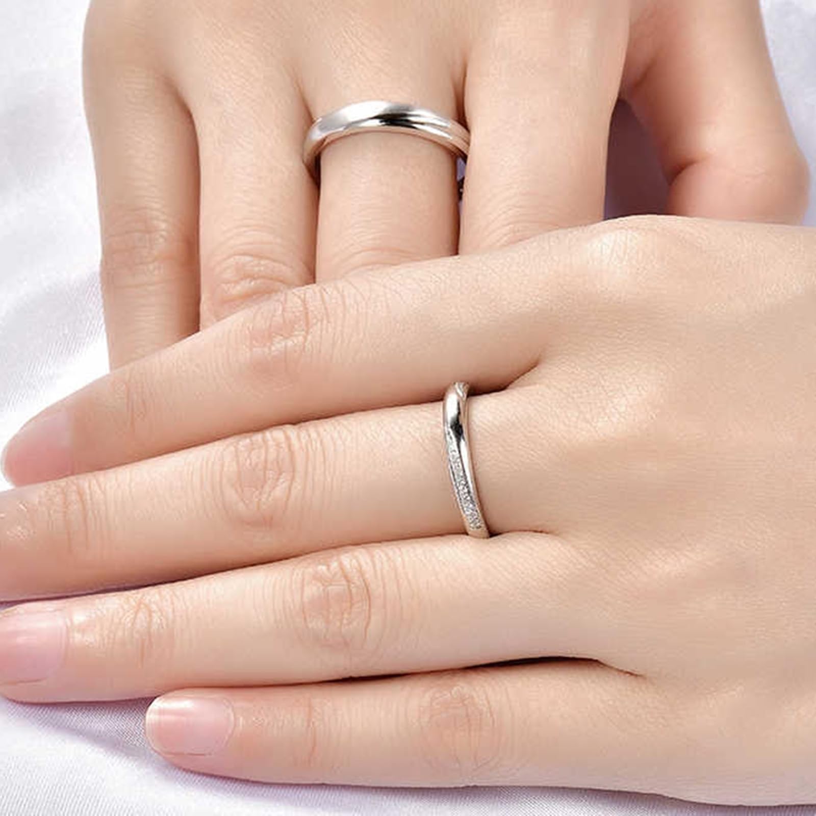 Anillos de compromiso de oro blanco 375, alianzas de boda de oro real de 9 quilates, sin piedras preciosas, anillo de banda de 3,4 mm, para hombre, talla 70 (22,3)