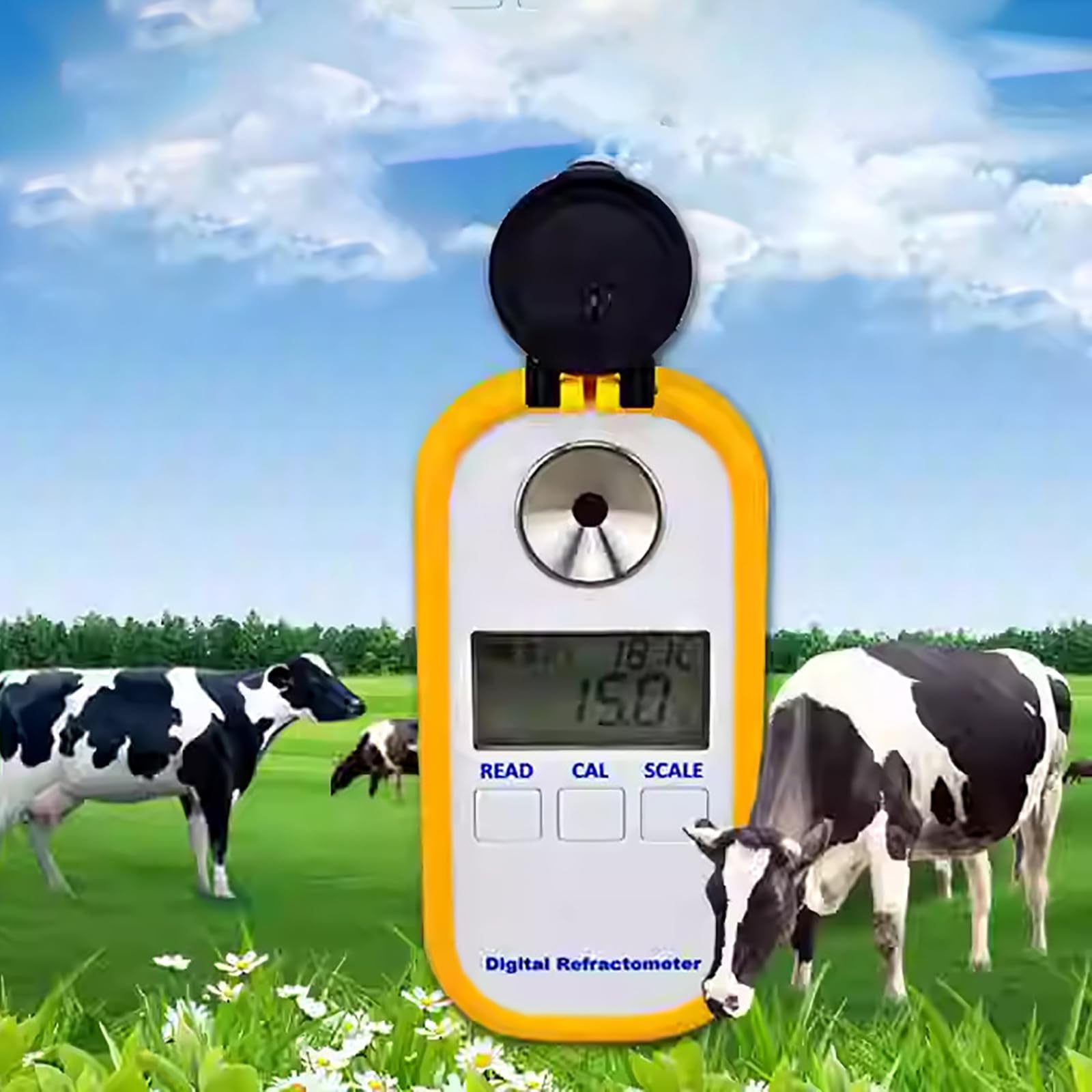 Refractómetro digital de mano, rango de 0-50% Brix para calostro de vaca lechera, suero de leche y ternero, detección rápida de 3 segundos con ATC