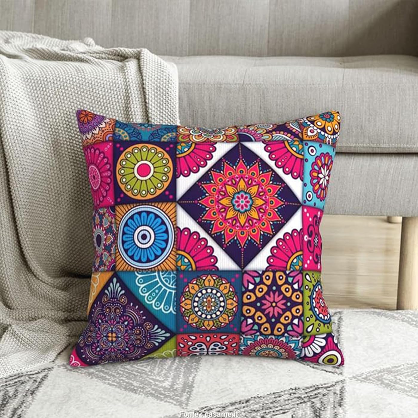 DecorTwist® Cushion Cover | Cotton Throw Pillow Covers 17" x 17" | Soft Cushion Cases for Sofa, Bedroom, Living Room, Chair, Car, Cushion Cover | 44 x 44 cm (Multicolor) Pack of 1-image-49