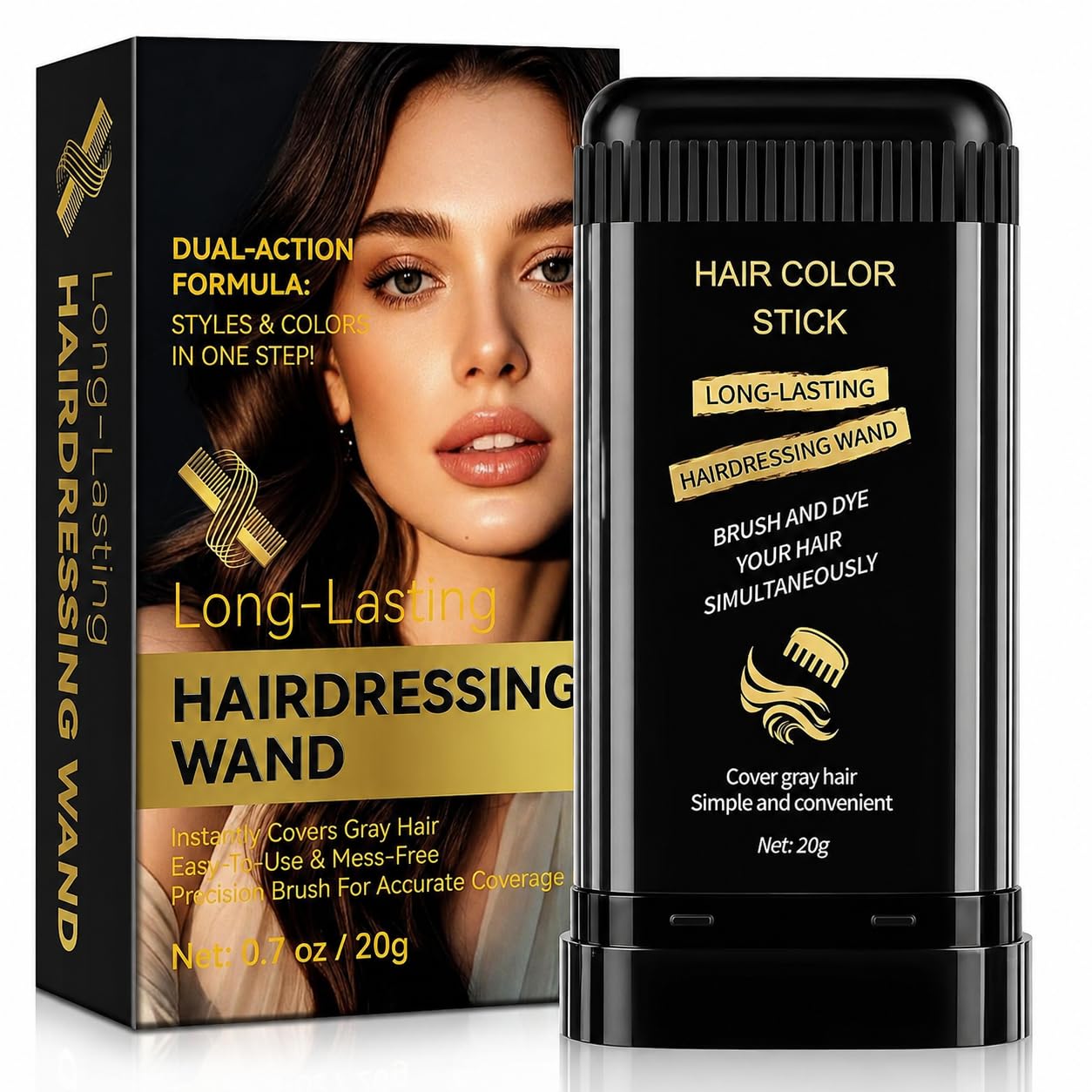 New Hair Color Comb Stick, Waterproof and Sweat-Proof Grey Hair Coverage for Men & Women, Easy Application BLACK (BLACK)-picture-17