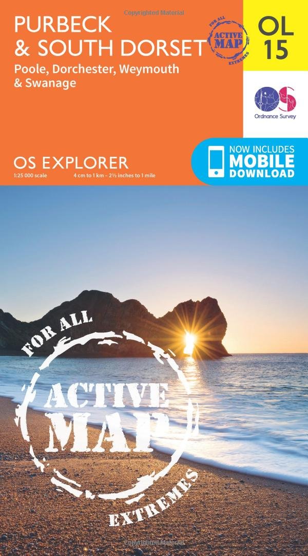 Purbeck & South Dorset Map | Weatherproof | Poole, Dorchester, Weymouth & Swanage | Ordnance Survey | OS Explorer Active Map OL15 | England | Walks | Hiking | Maps | Adventure