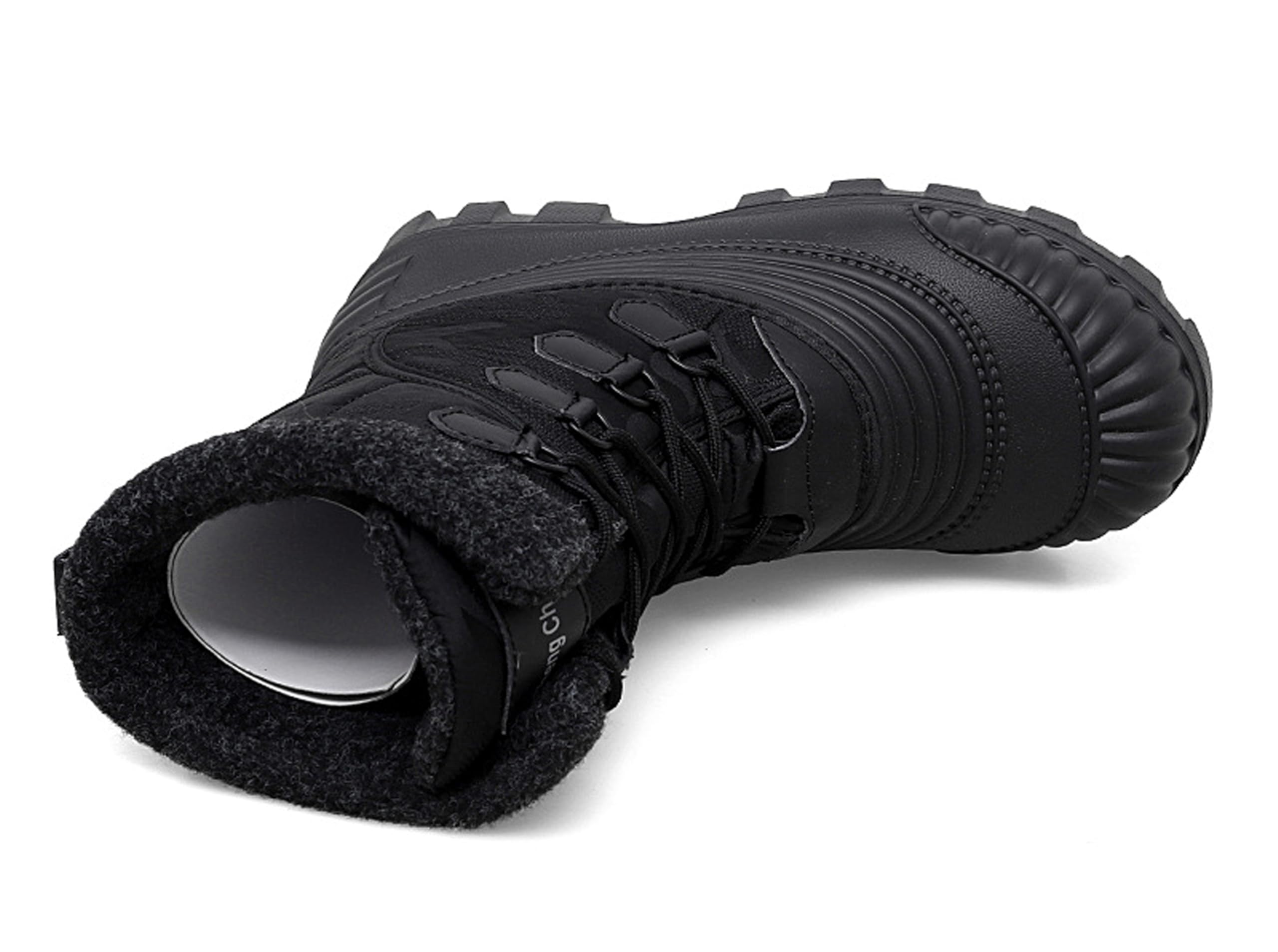 Pangolin Stivali da Neve Invernali Unisex Neri, Doposci Imbottiti con Fodera Calda, Scarponcini Antiscivolo con Suola Carrarmato, Stivaletti Outdoor per Neve, Freddo, Città e Montagna
