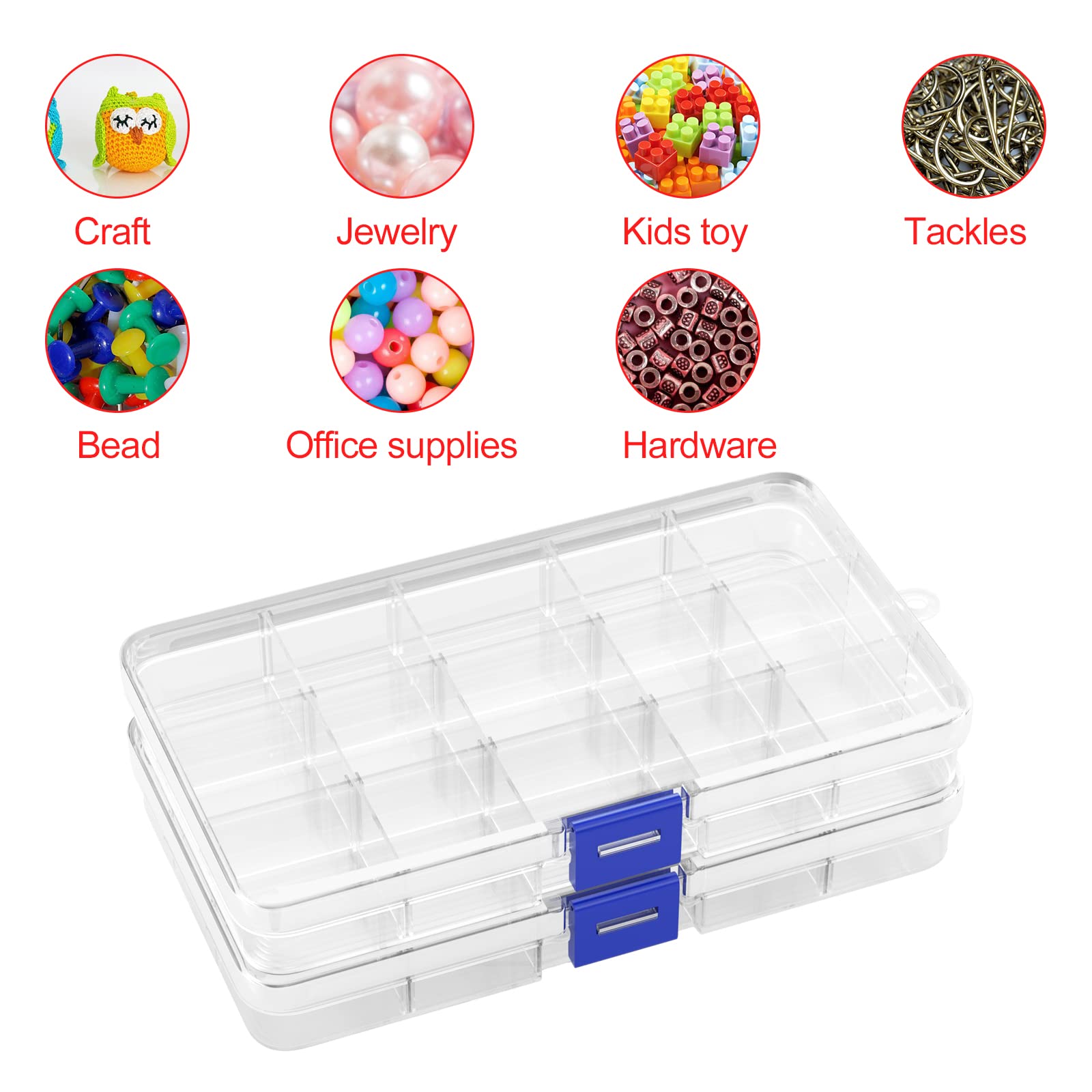 2 Scatole Trasparenti Per Gioielli Con 5 Scomparti | Portaaccessori Per Orecchini, Perline, Fermagli - Foto 4