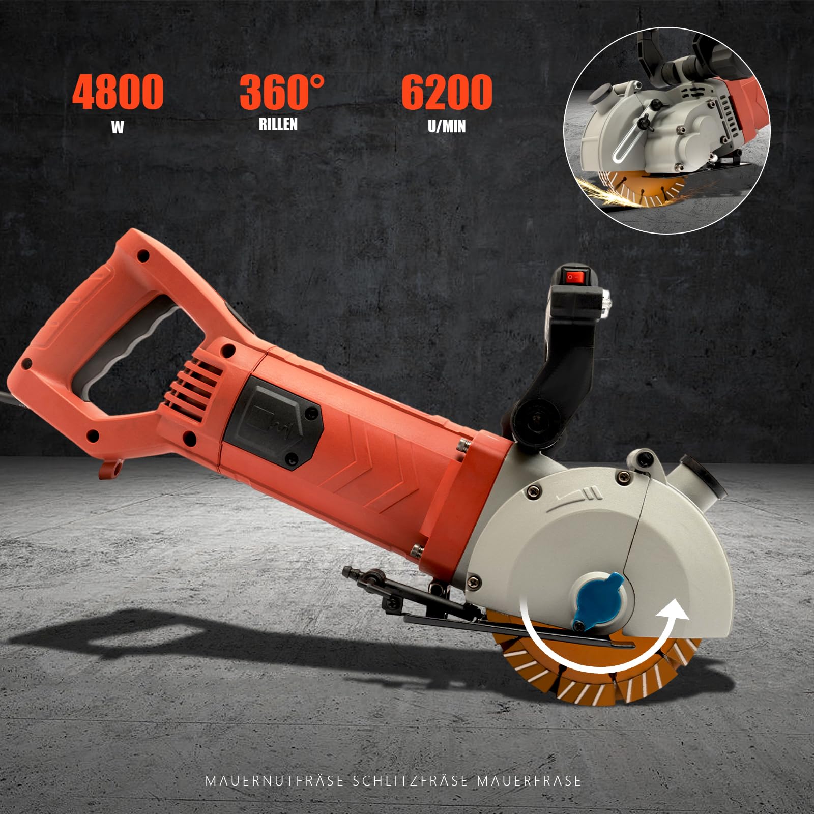 Scanalatore Per Tracce Muro Scanalatrice Elettrica Tubo Flessibile Per L'Estrazione Della Polvere Motore Tutto In Rame Da 4800 W Adatto Per Costruzione Decorazione Demolizione E Altre Occasioni