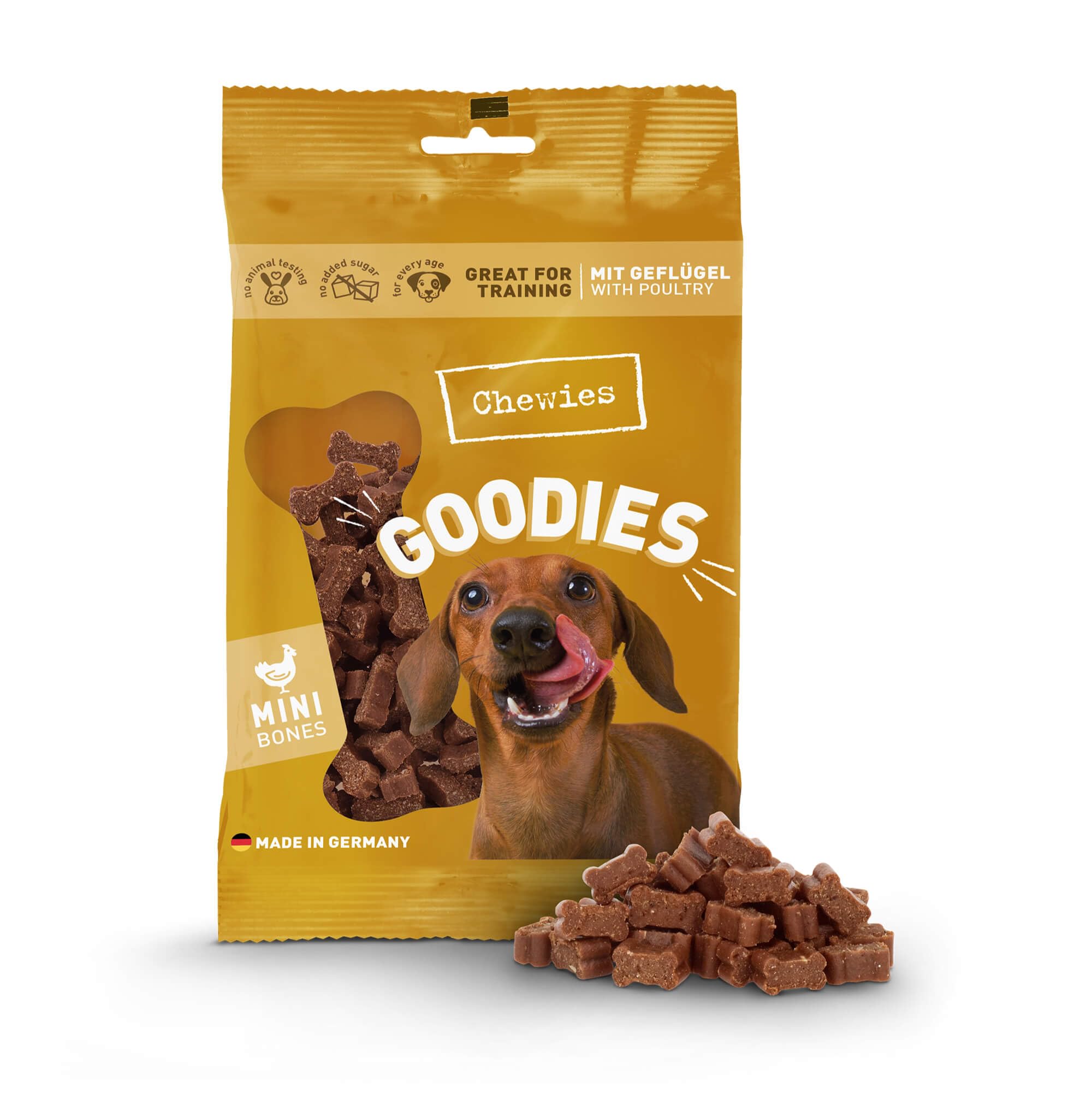 Chewies Hundeleckerli Training Mini Geflügel Knöchelchen - 125 g - Hundesnacks zuckerfrei & mit hohem Fleischanteil - ideal als Trainings-Leckerli für Ihren Hund