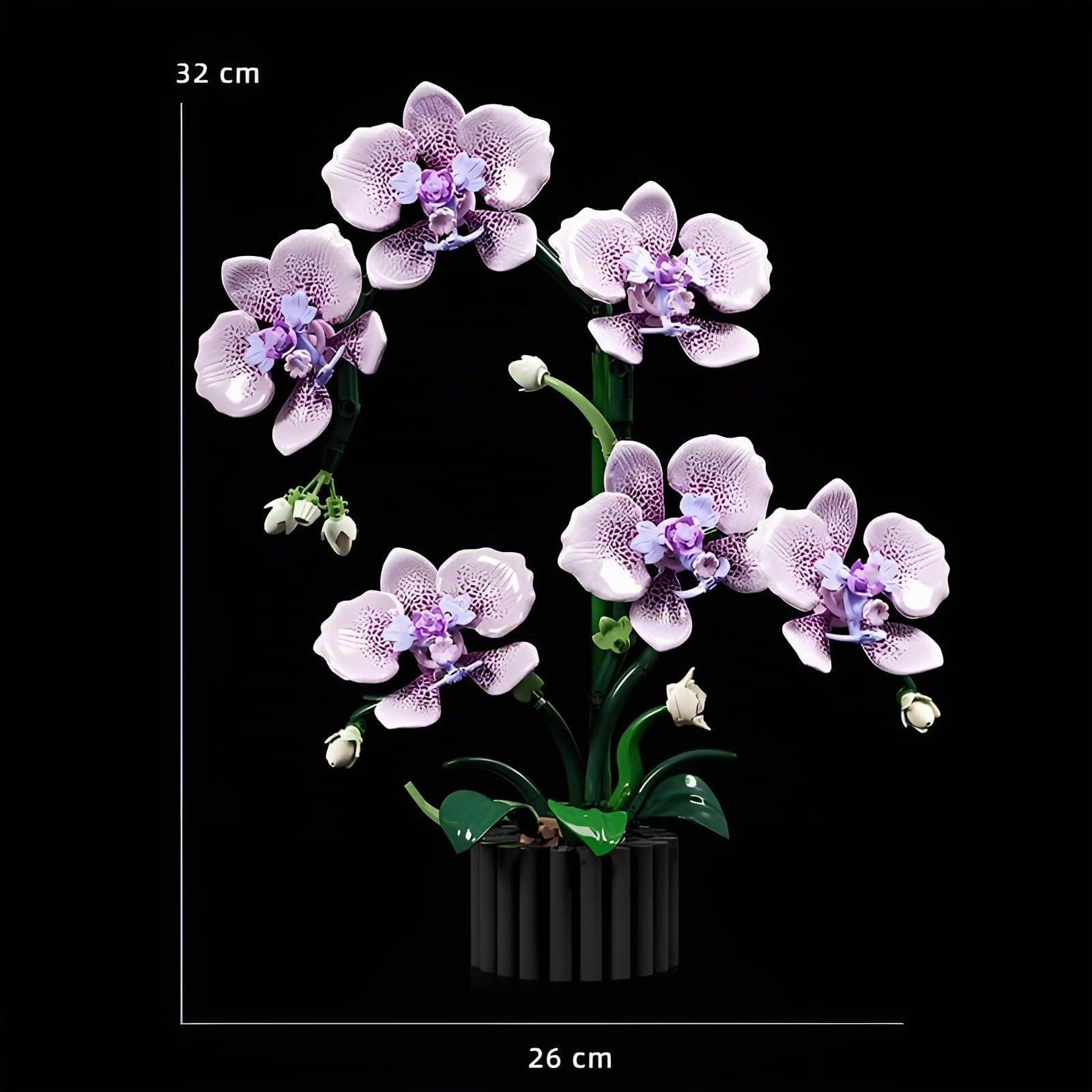 Kit de blocs de construction de fleurs d'orchidée violette, 619 pièces, modèle de la collection botanique pour décoration d'intérieur, ensemble de briques florales artificielles, excellent cadeau pour