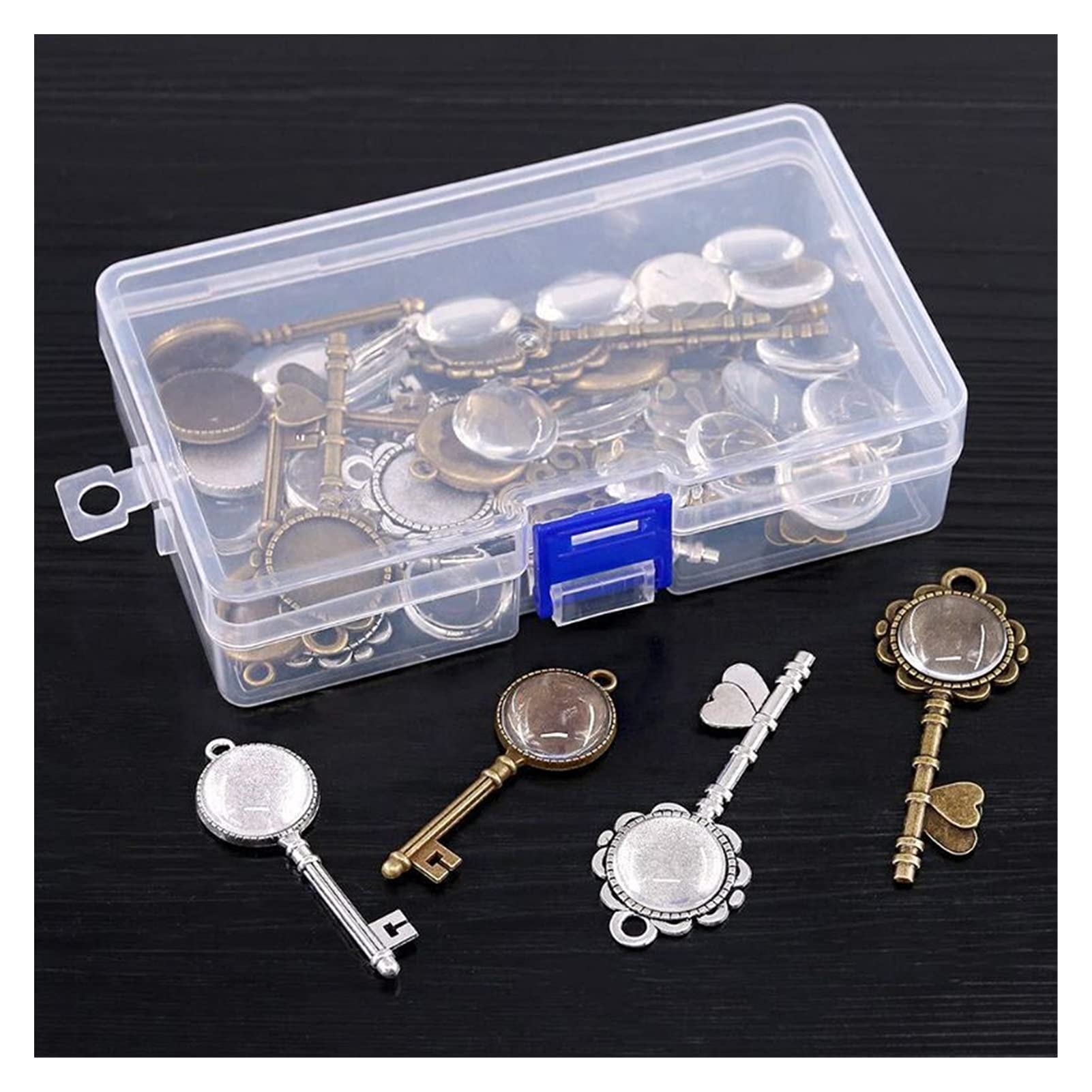 Colgante estilo key NK803 para colgantes encantos de joyería DIY con cúpula de vidrio brillante 48pcs
