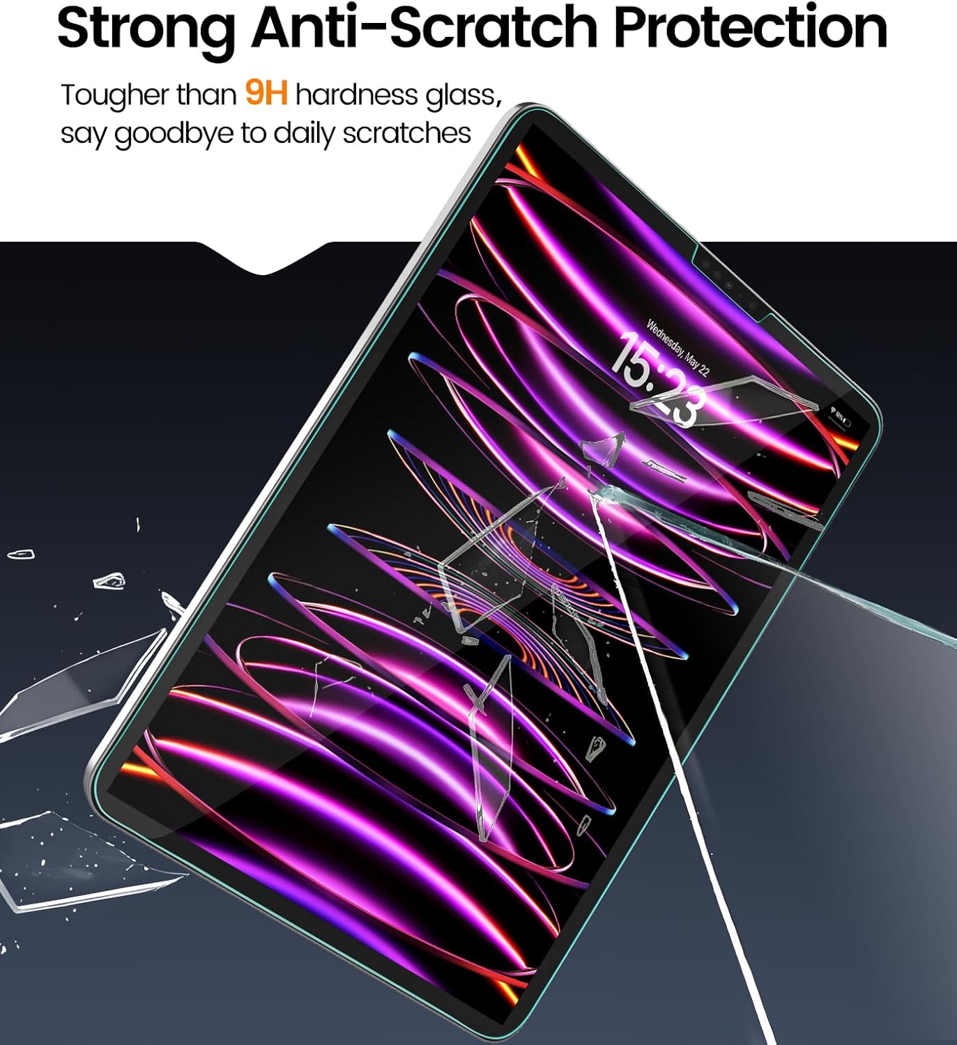 EZ-GLAZ-2 Pack for iPad Pro 12.9 Inch Screen Protector 6th 5th 4th 3rd Gen (2022/2021/2020/2018), Military-Grade Shatterproof, 9H+ Tempered Glass with Installation Box, Anti-Scratch, Apple Pencil Compatible, HD Clarity, Bubble Free