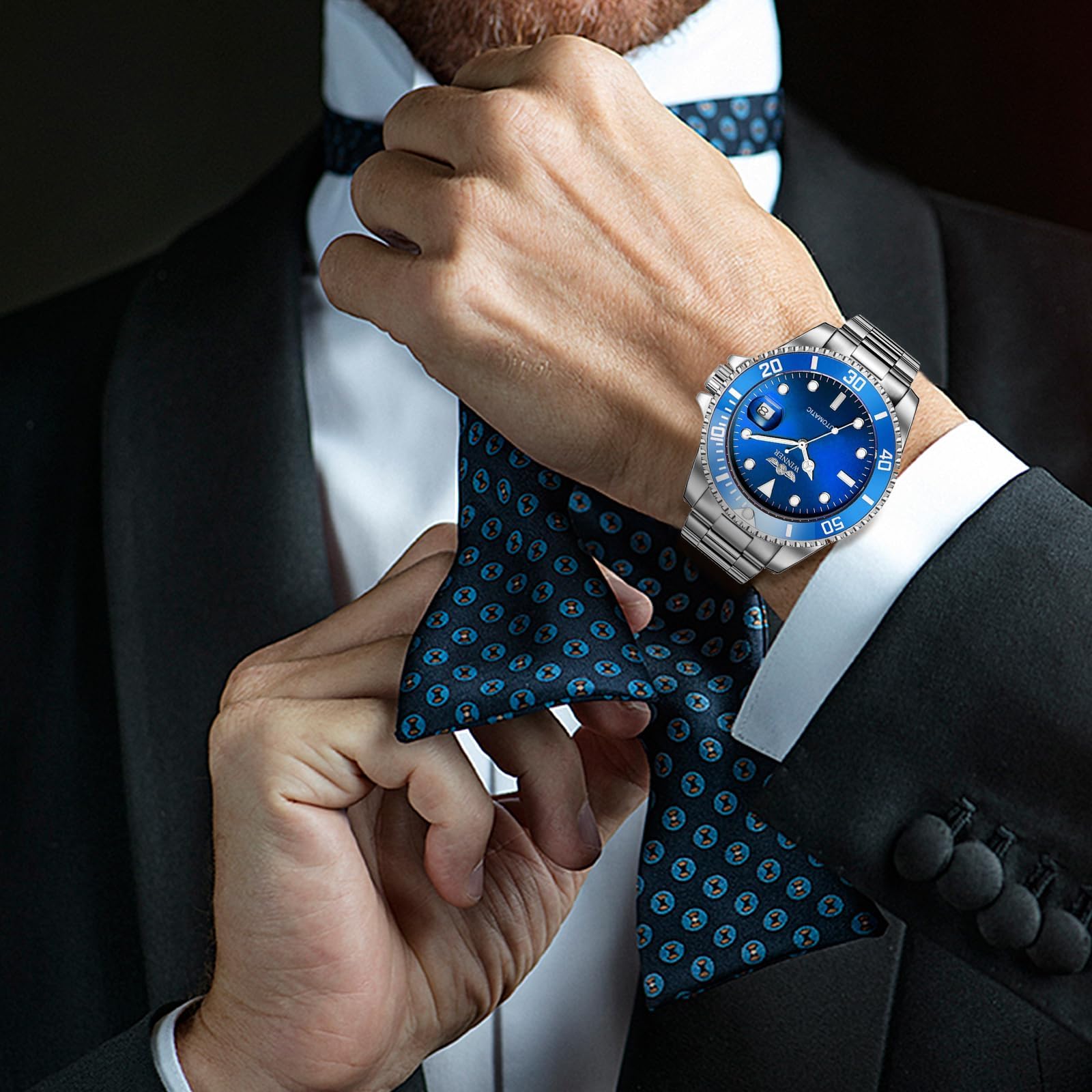 MASTOP Relojes mecánicos automáticos para hombre, de acero inoxidable, impermeable, de lujo, para hombre