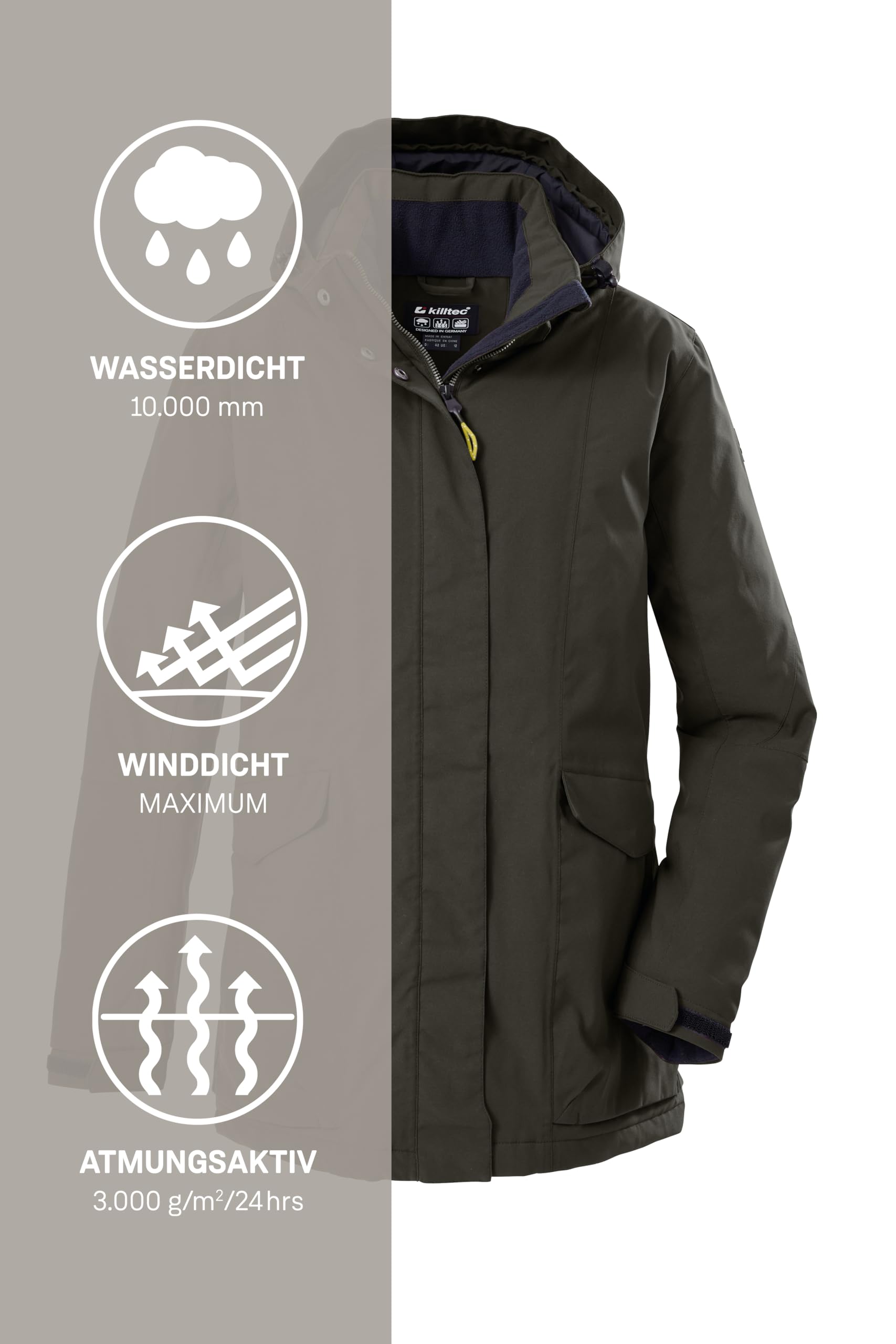 Killtec Damen Jacke Chaqueta funcional/outdoor impermeable con capucha con cremallera Mujer