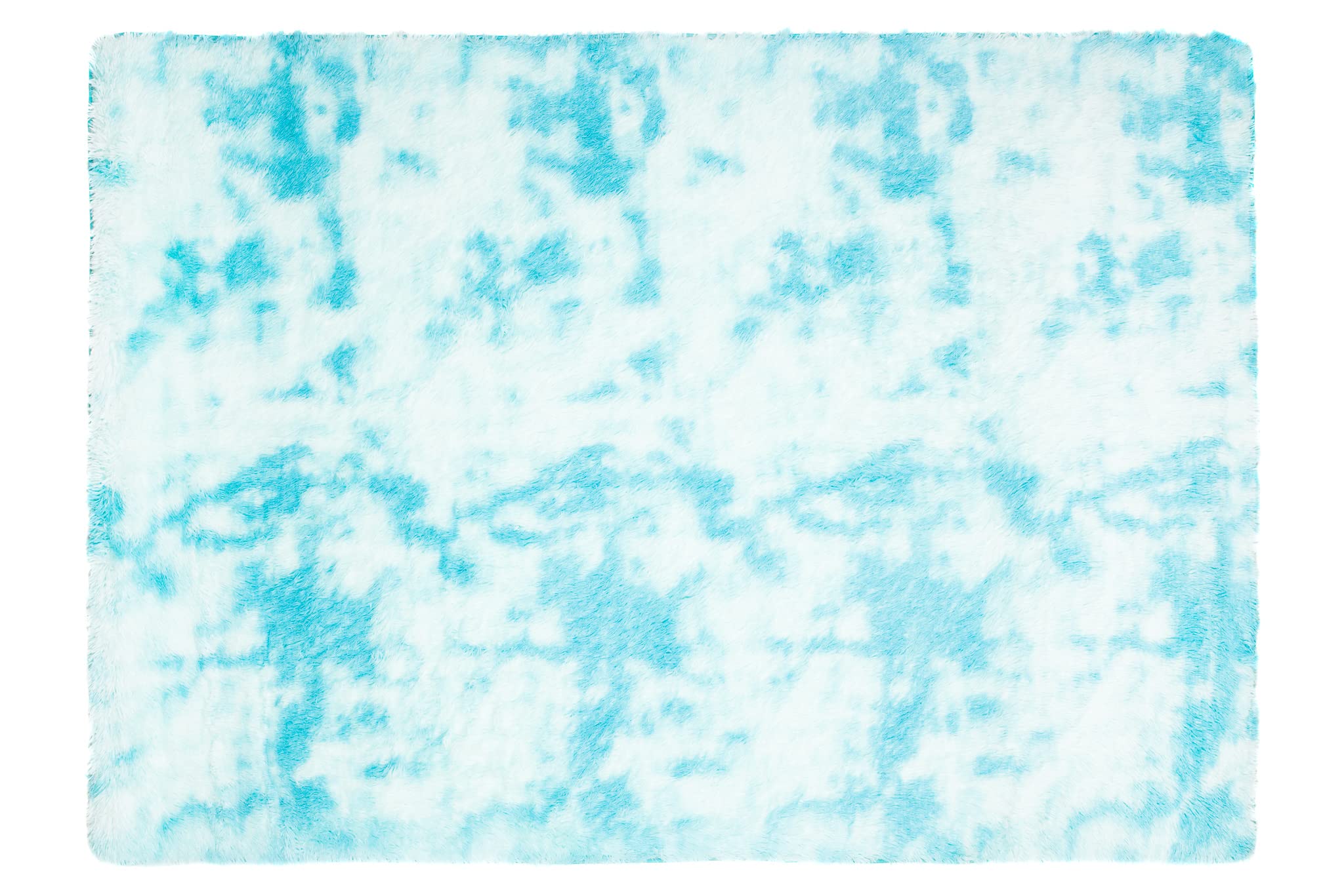 TAPISO Silk Dyed dywan z krótkim włosiem, antypoślizgowy, niebieski, jasnoniebieski, farbowany, nowoczesny, abstrakcyjny, melanżowy, zamalny, do salonu, sypialni, 140 x 200 cm